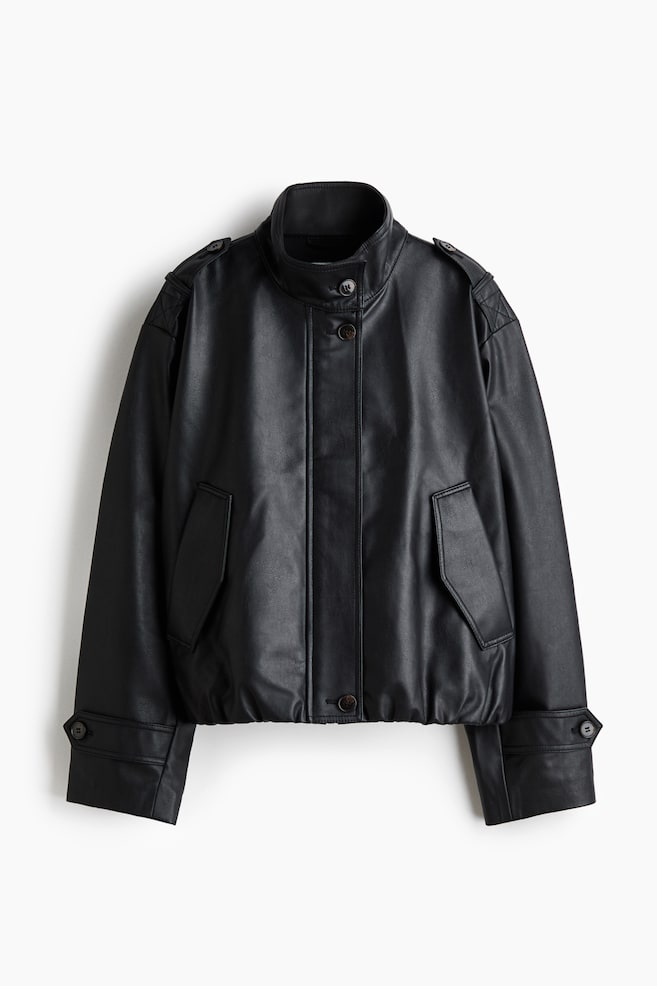 Oversized coated jacket - Black - 1