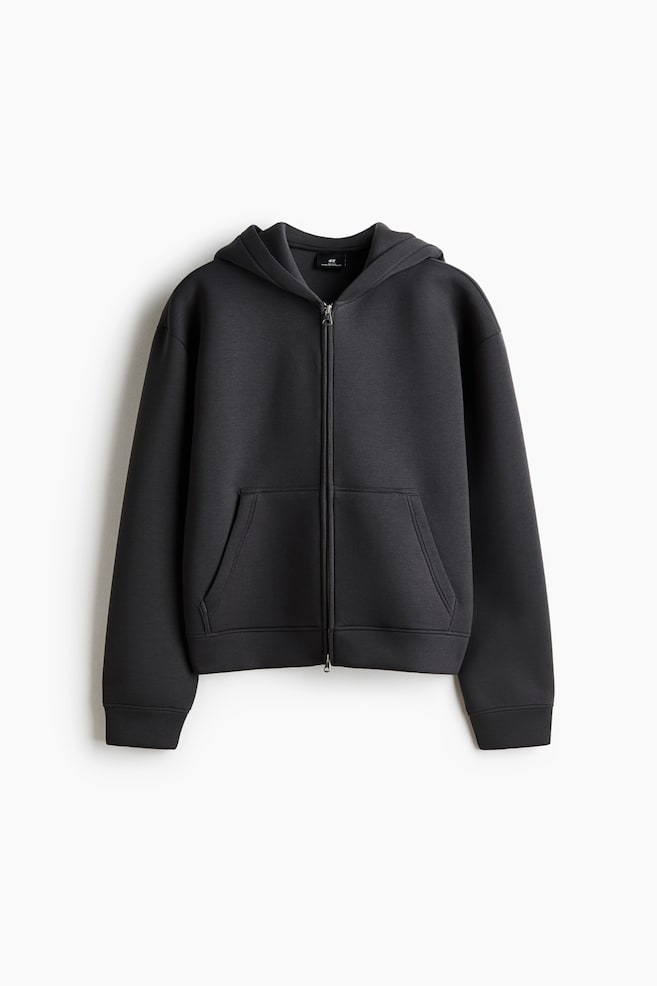 Loose-Fit Scuba Hooded Jacket - Dark gray/Gray melange/Black/Dark purple/Black/Cream/Dark beige/Gray melange - 1
