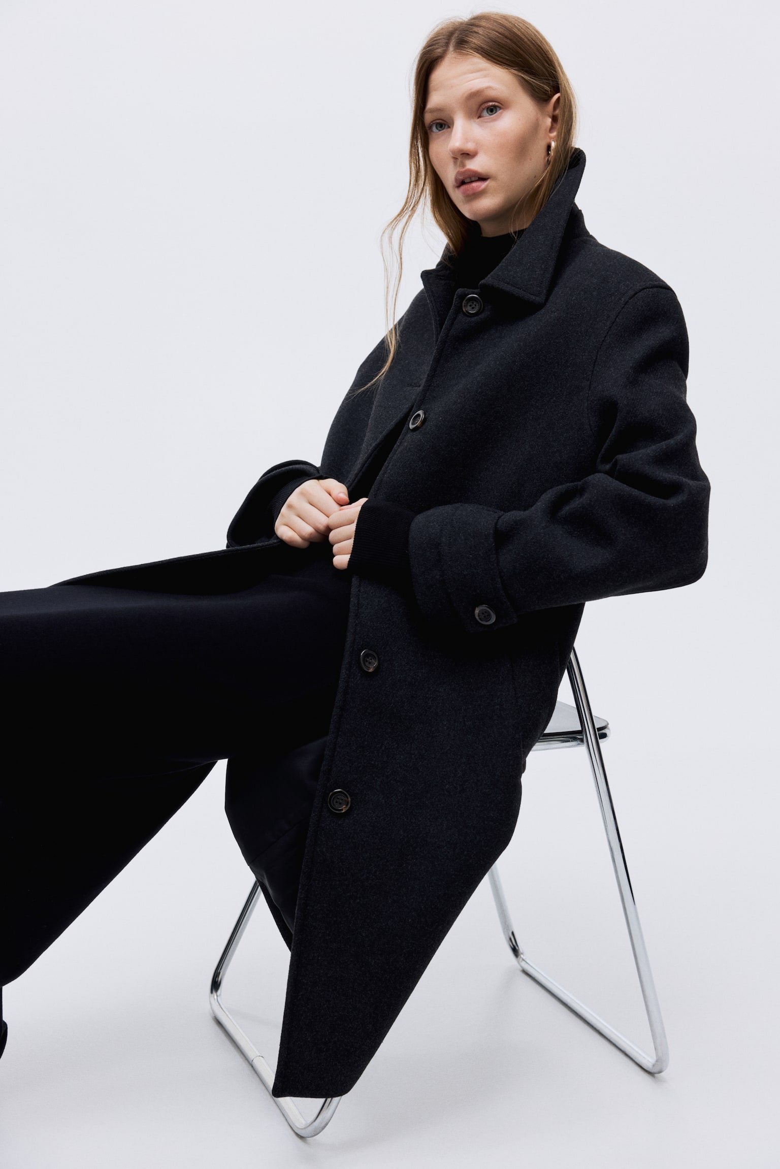 Car coat - שחור מלאנז'/אפור-חום כהה/חום כהה - 3