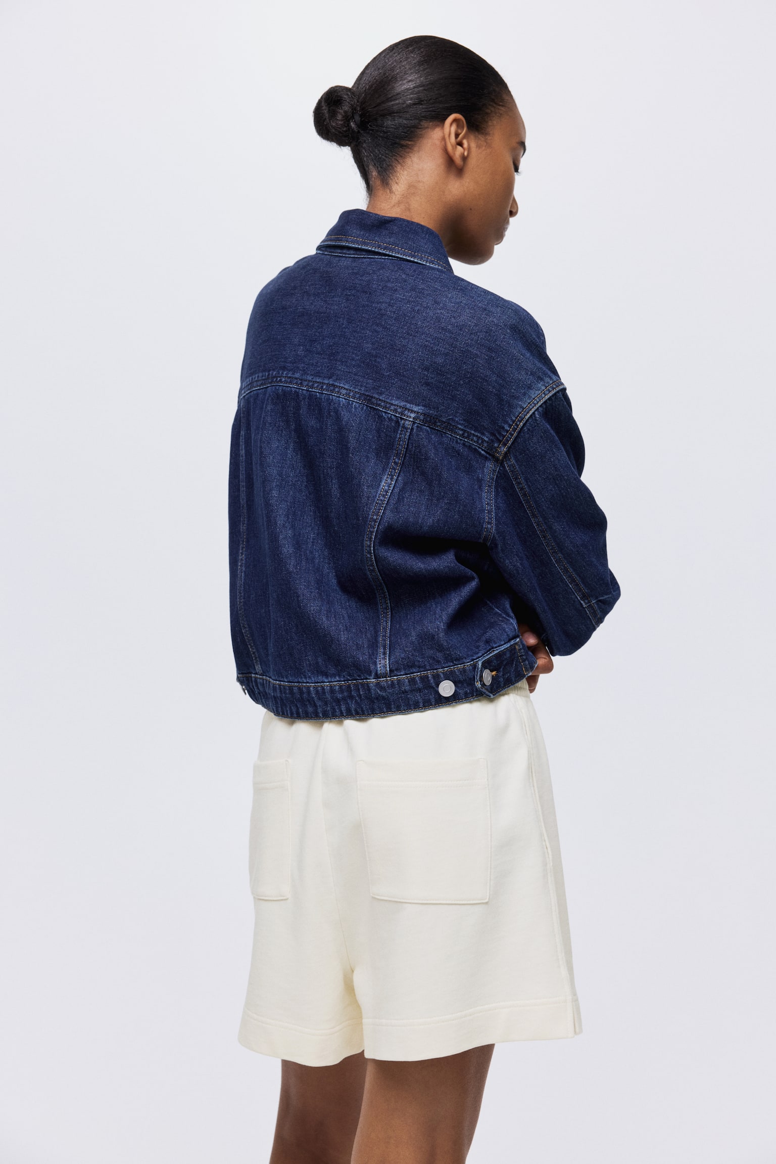 水洗棉質運動短褲 - 奶油色/淺灰米色 - 5