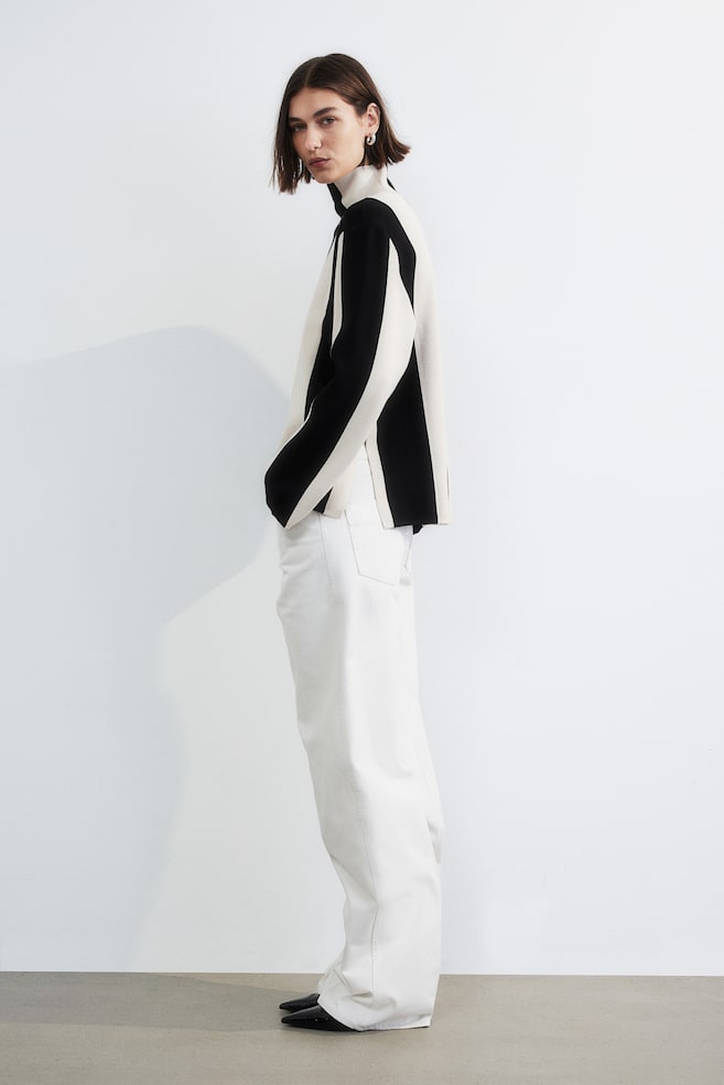 Turtleneck jumper - Natural white/Black striped/Cream/Striped/Black/Striped - 1