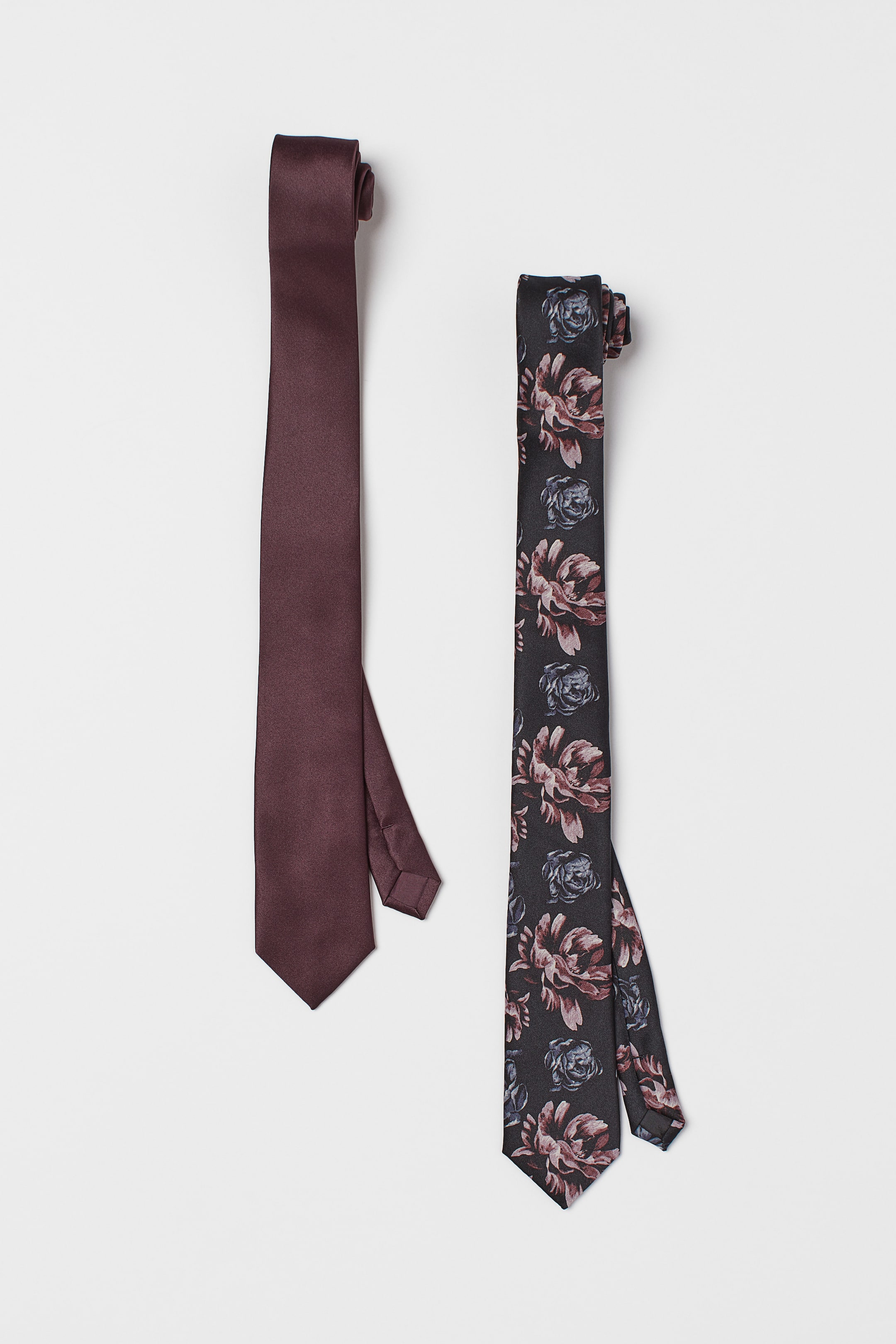 2-pack Ties - Dark red/floral - Men | H&M US