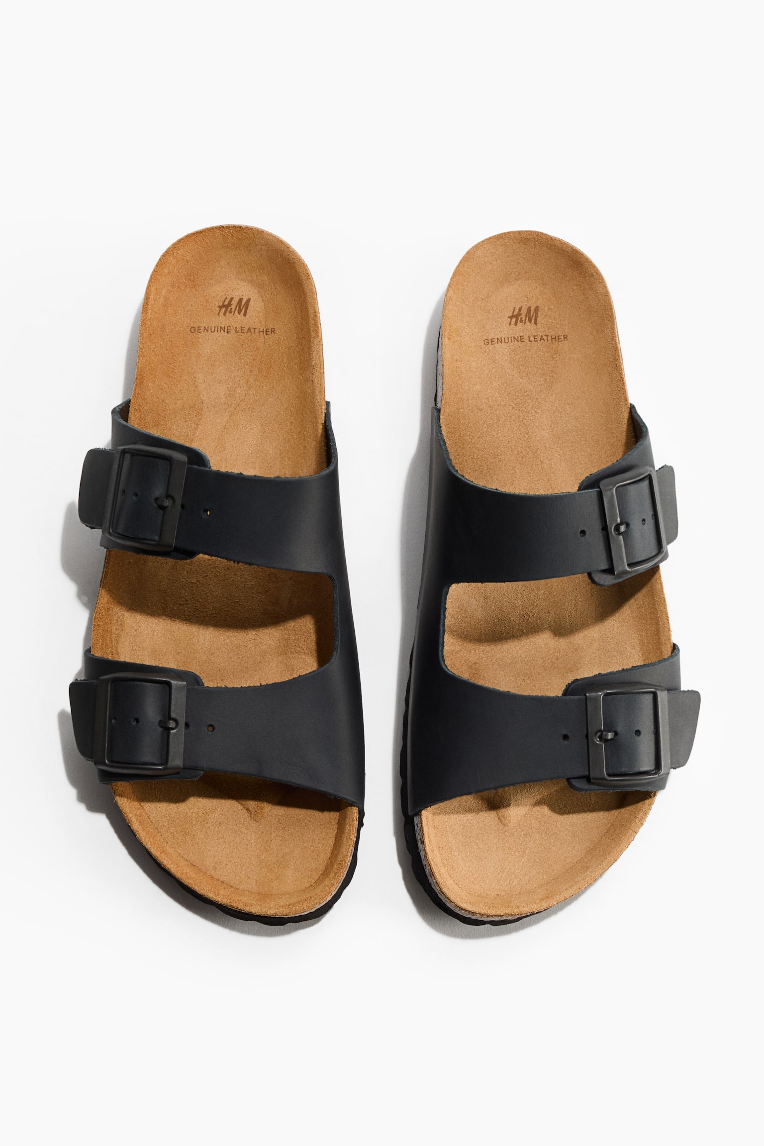 Leather sandals - Black/Khaki green/Dark brown - 2