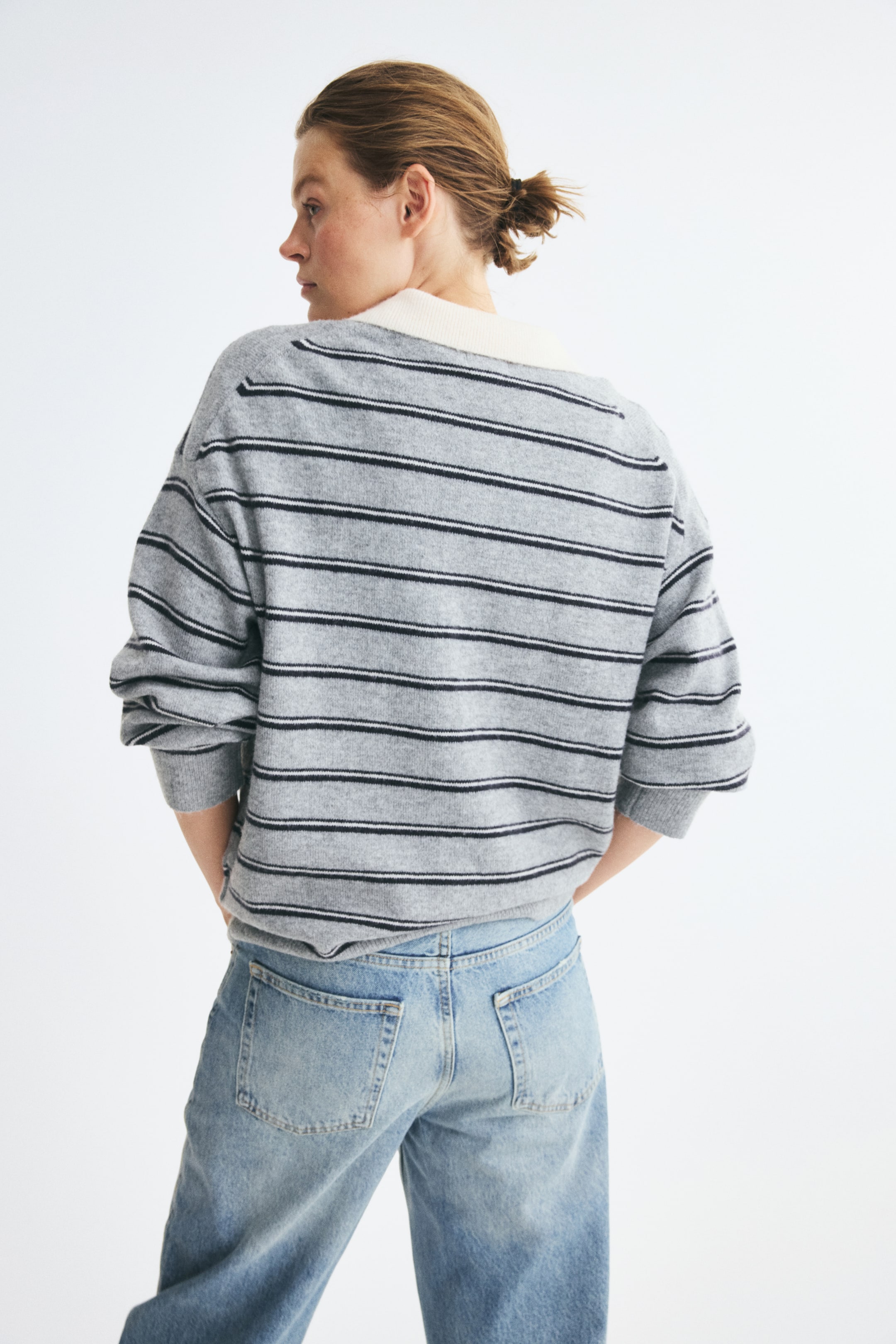 Oversized Fine-Knit Polo Shirt