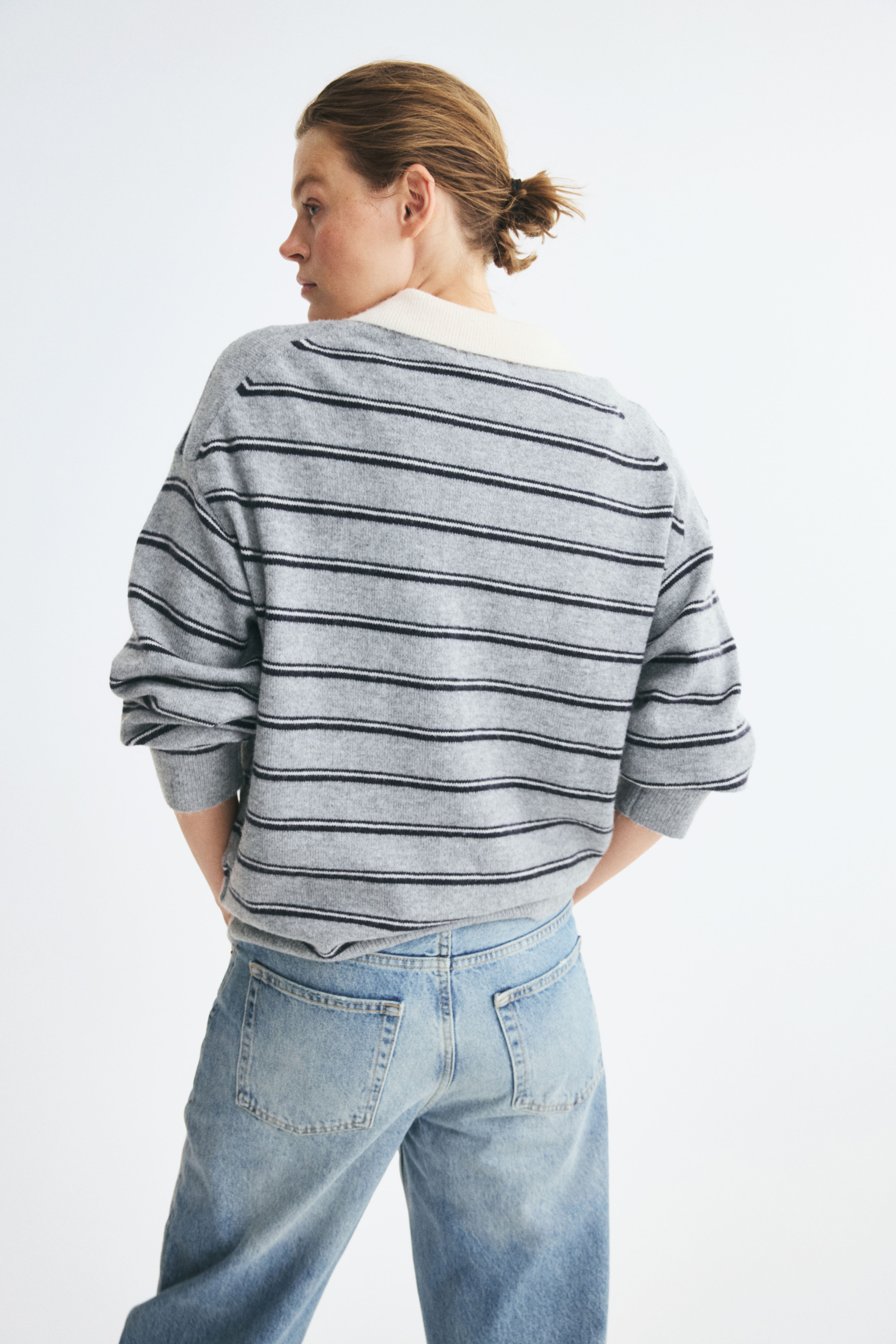 Oversized Fine-Knit Polo Shirt