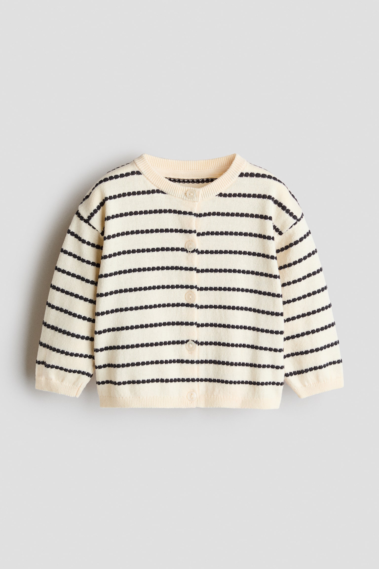 Cárdigan en punto de algodón texturizado - Crema/Rayas/Blanco/Rojo oscuro/Rosa empolvado claro