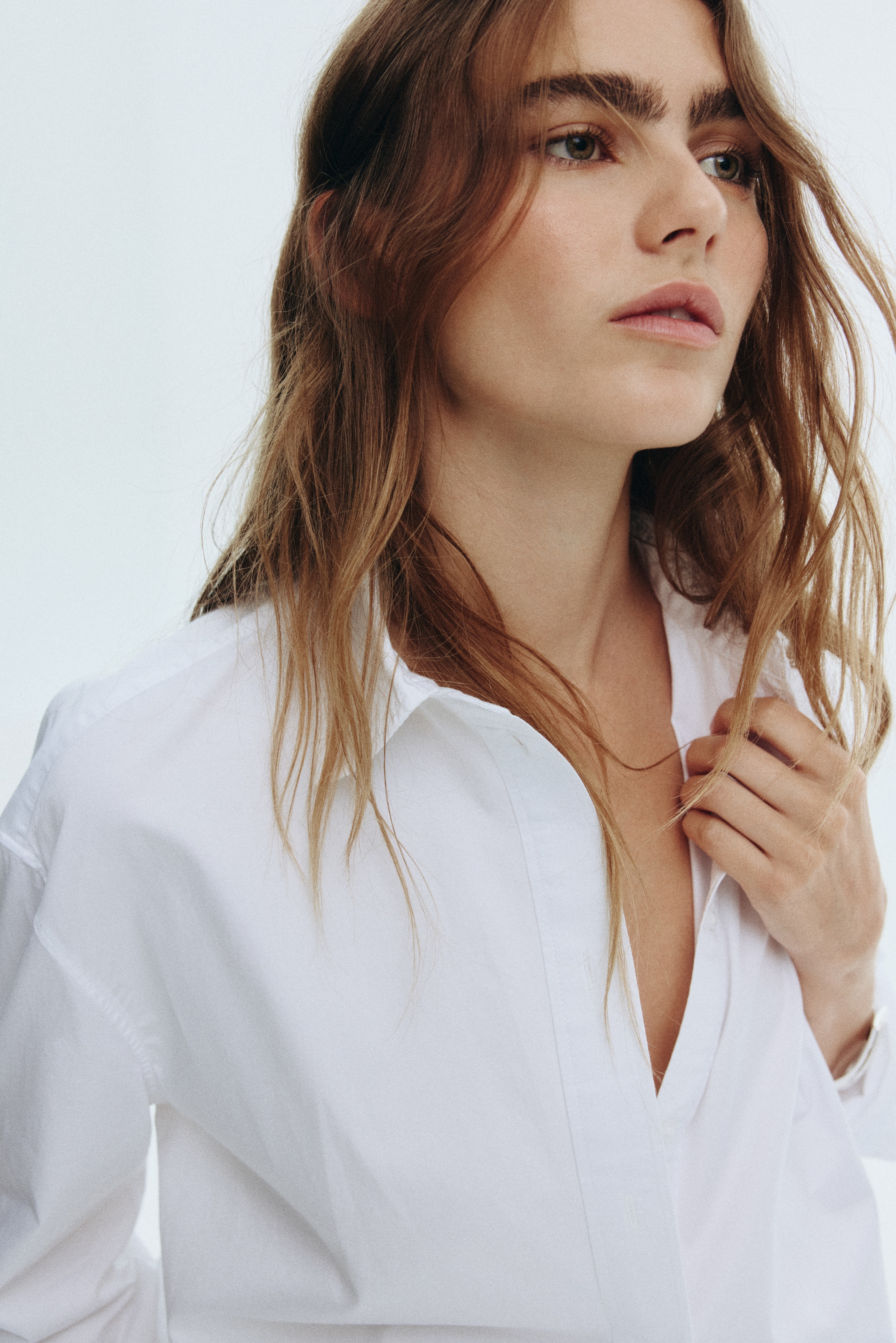 Short poplin shirt
