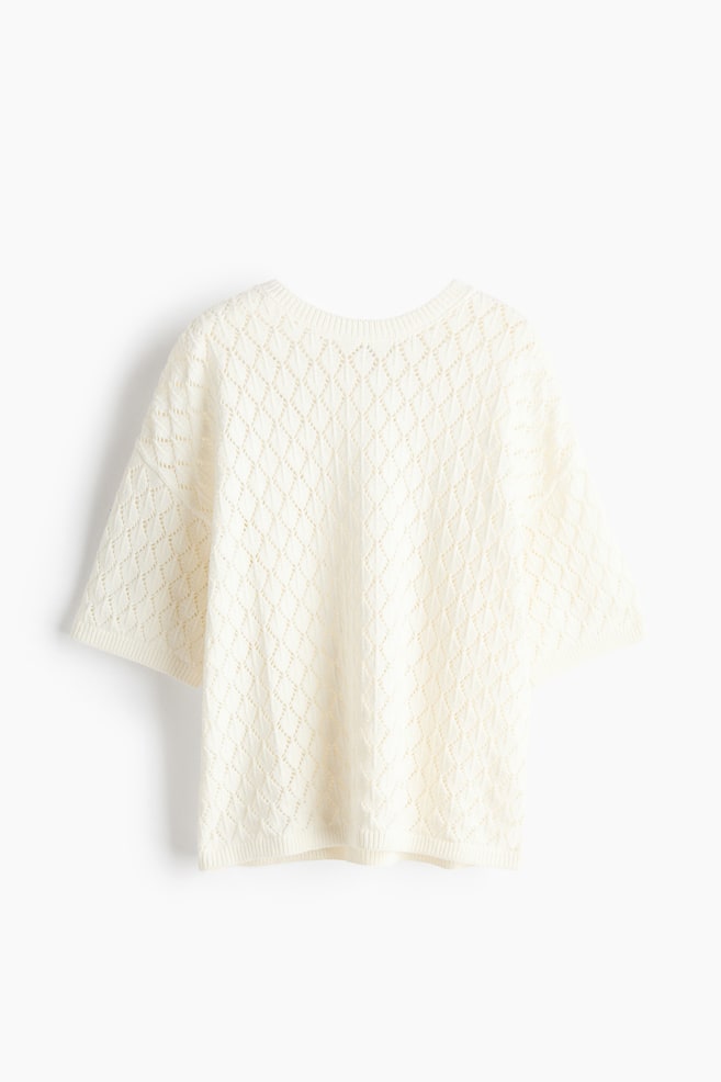 Top in maglia traforata - Crema - 1