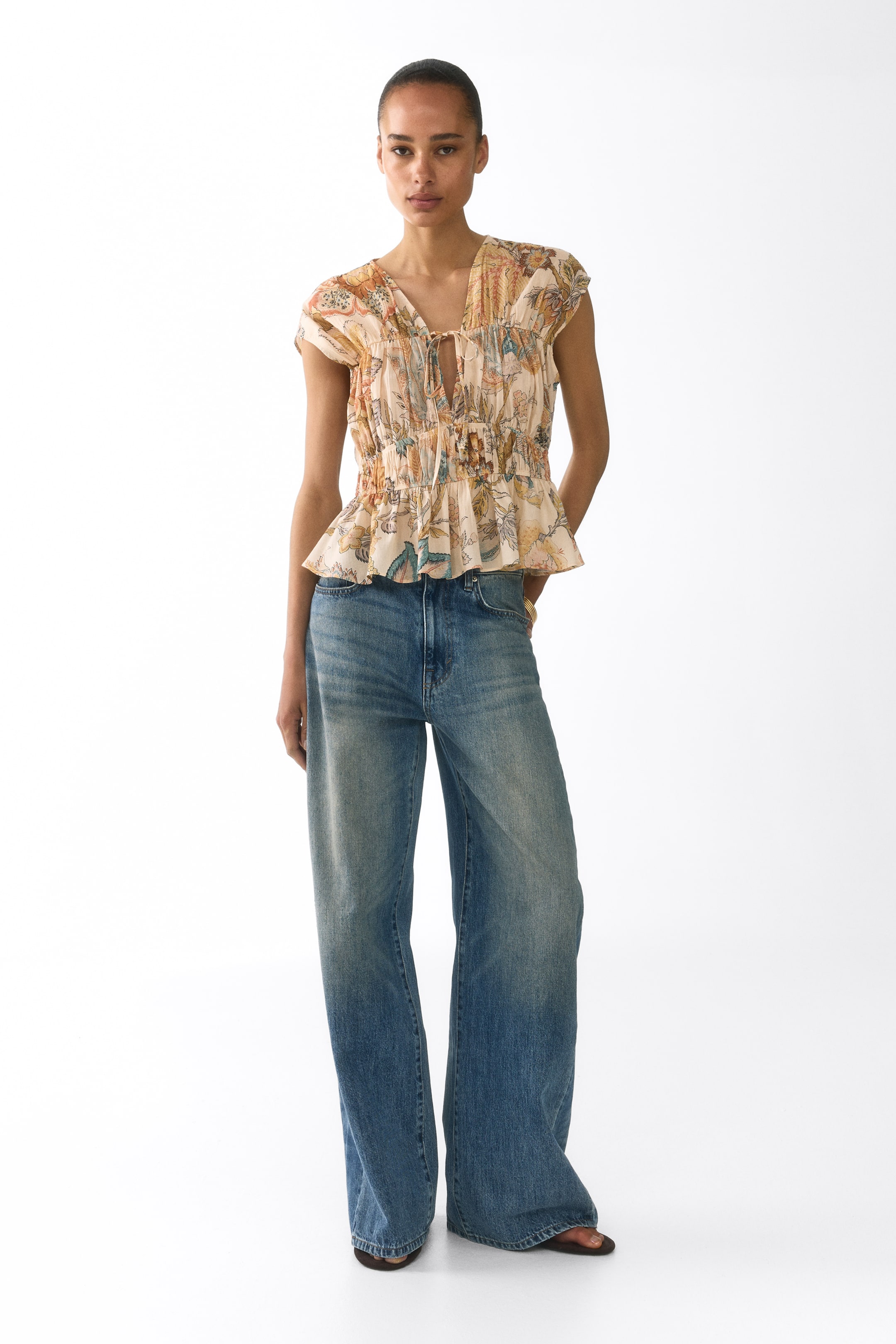 Ruched Cotton Blouse