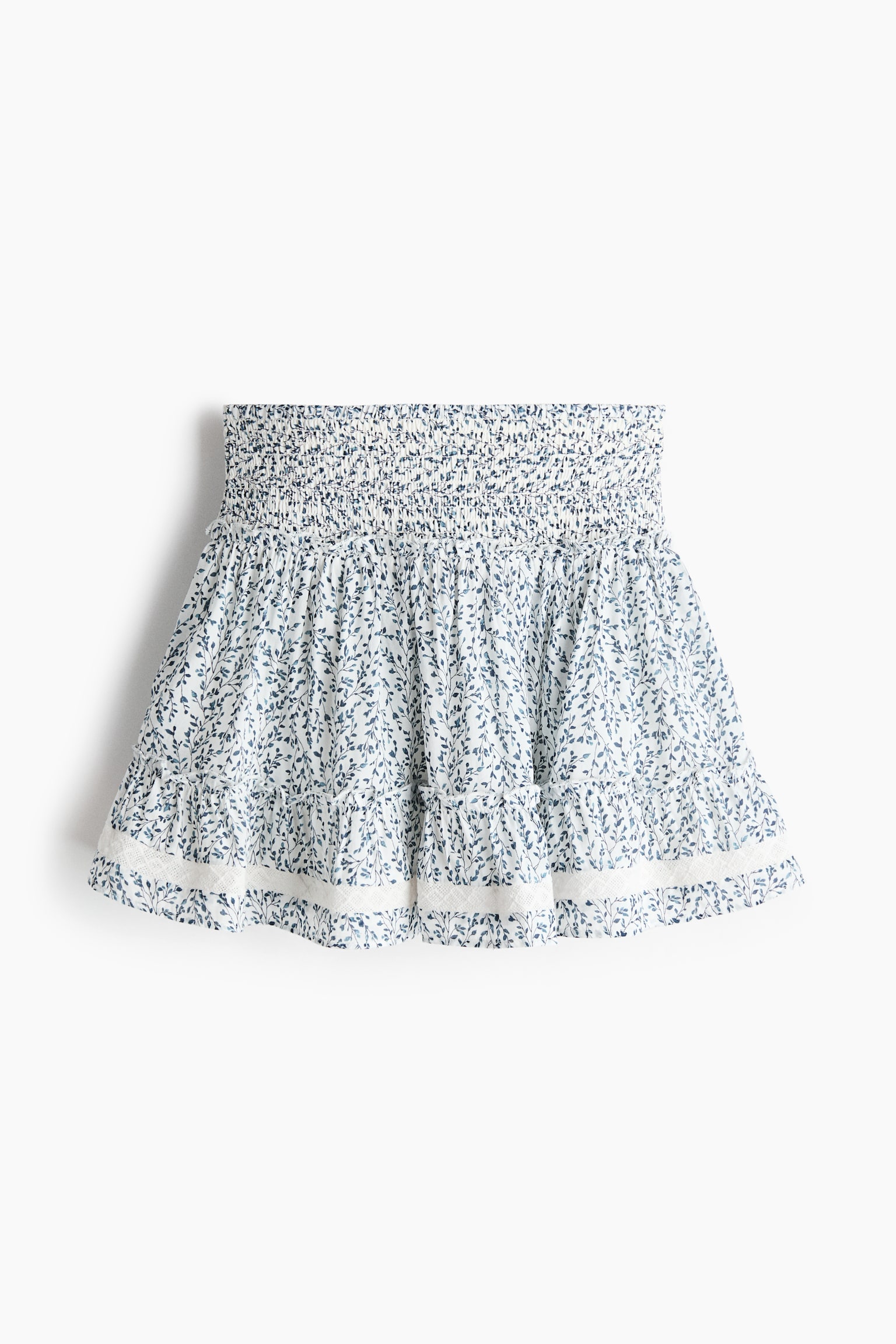 Tiered viscose-blend skirt - Blue/Floral/Black - 2