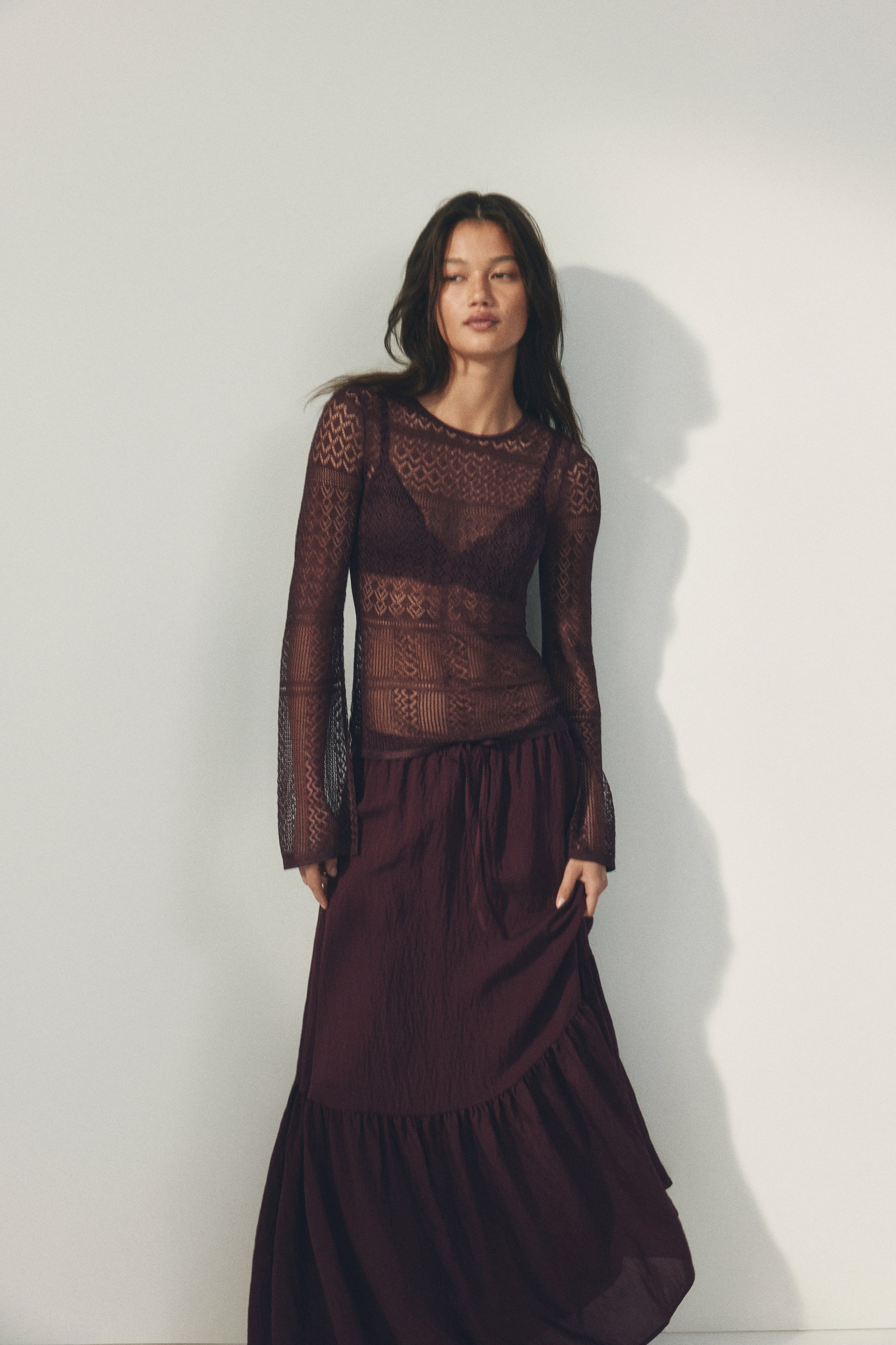 Pointelle-Knit Top