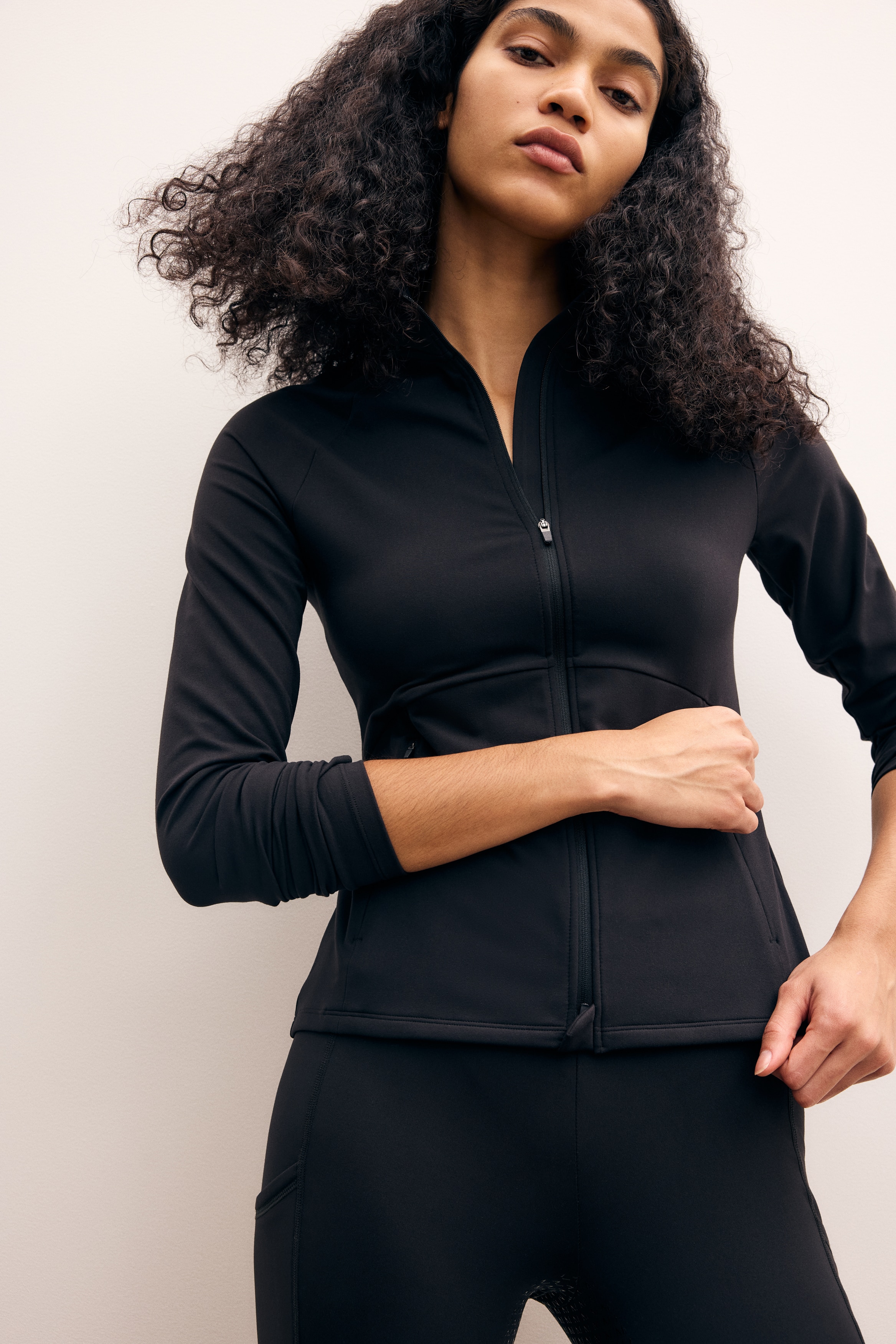 Ladies - Black Warming zip-through sports jacket - Size: XL  - H&M