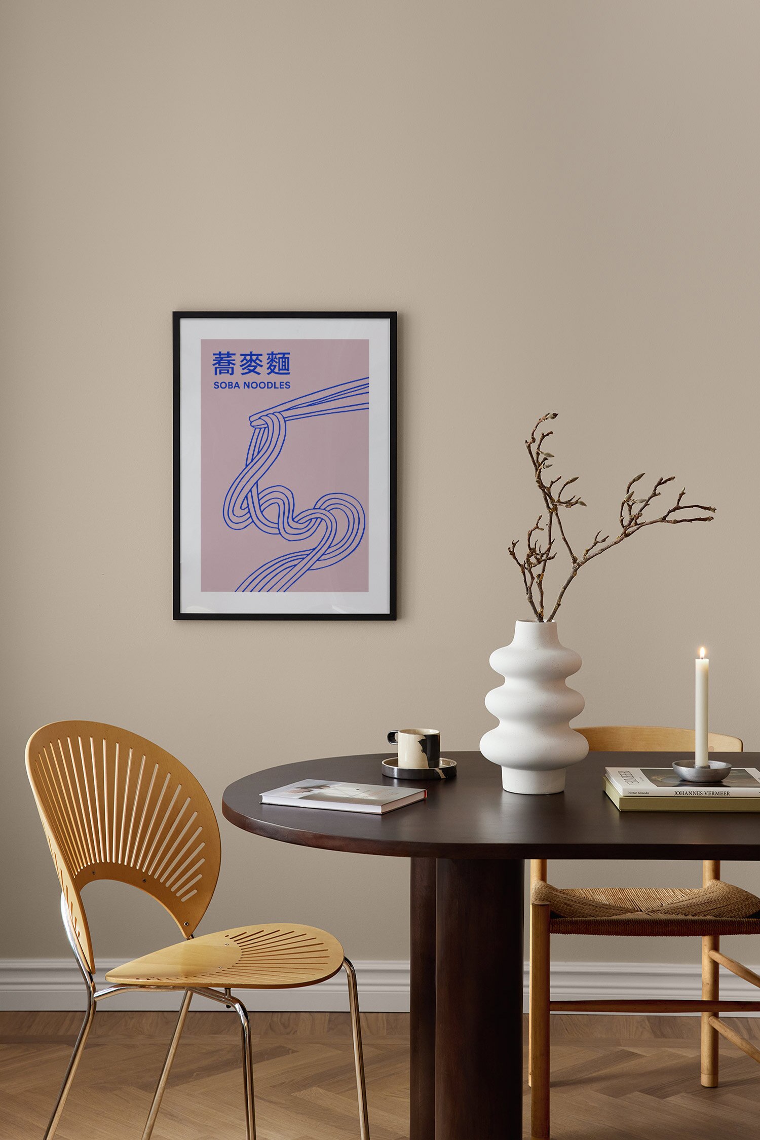 Soba Noodles Poster-Rosa/blå