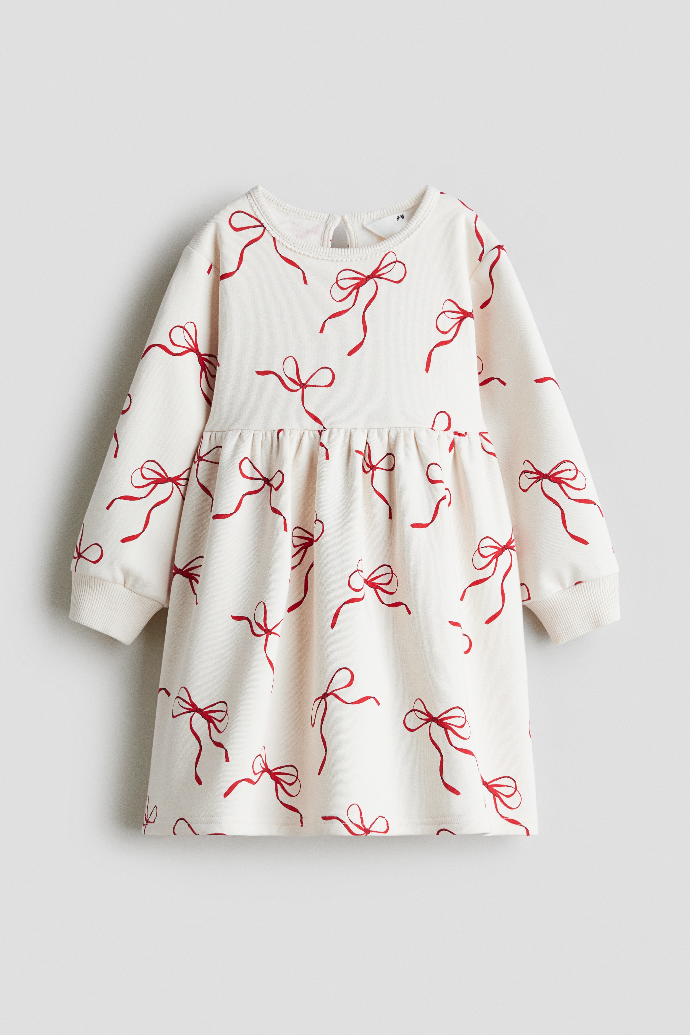 Sweatshirtkjole med trykk - Cream/Sløyfer/Cream/Hjerter/Rosa/Blomstret