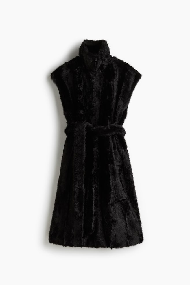 Long tie-belt gilet - Black - 1