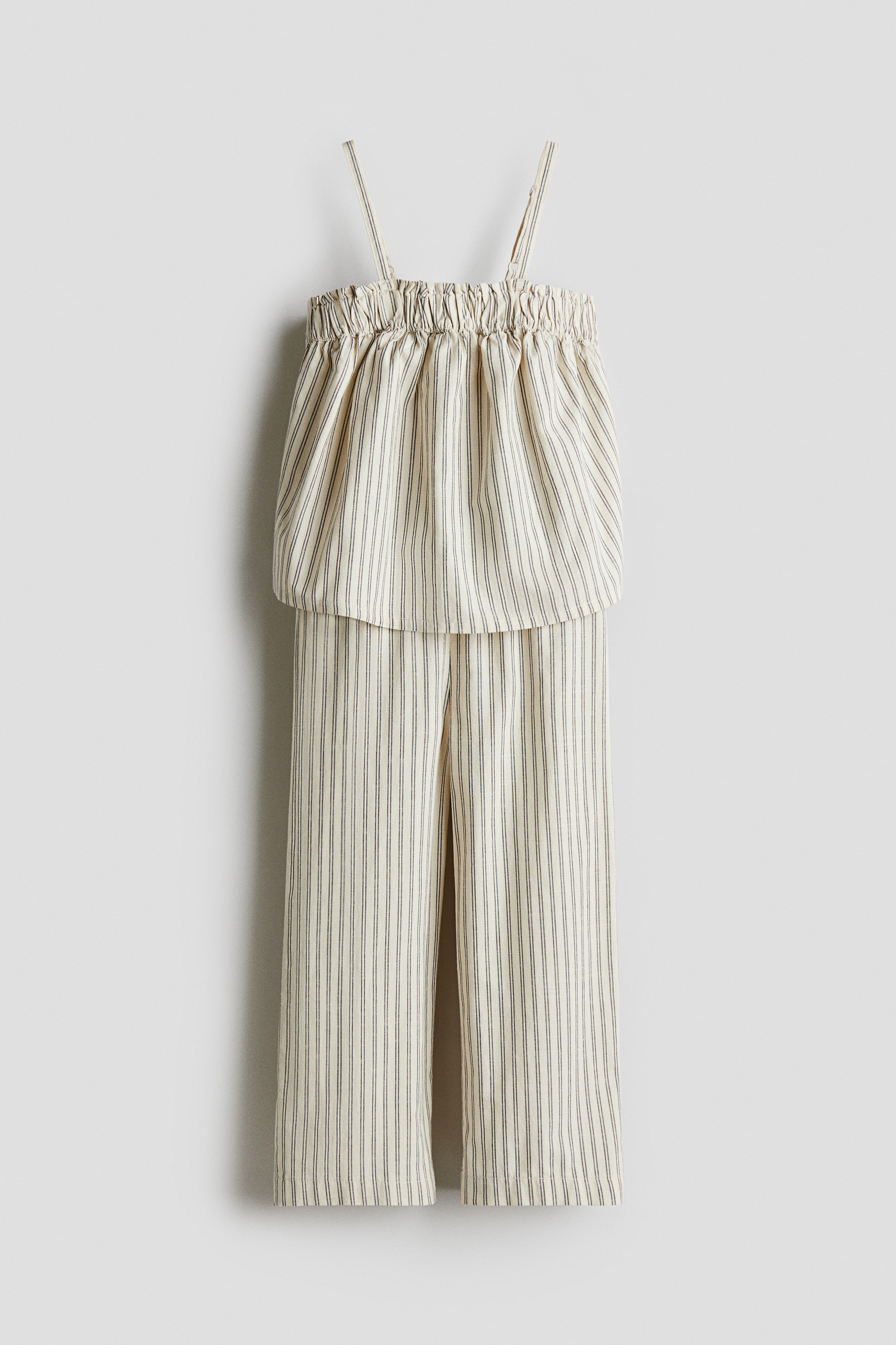 Ensemble 2 pièces avec top et pantalon - Beige clair/rayé/Rouge vif/Pêche clair/rayé/Bleu/Rose/fleuri