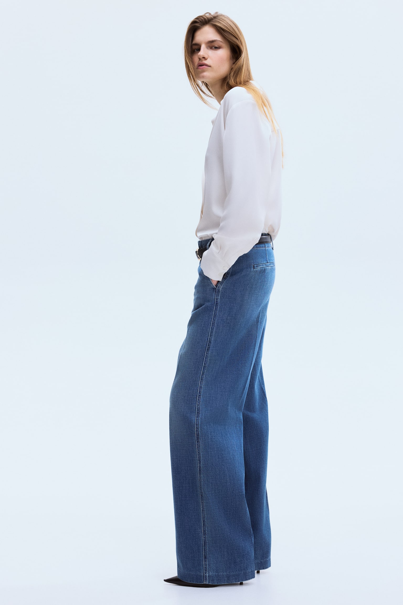 Женские джинсы H&M Straight High, цвет: Джинсовый синий — фото 5