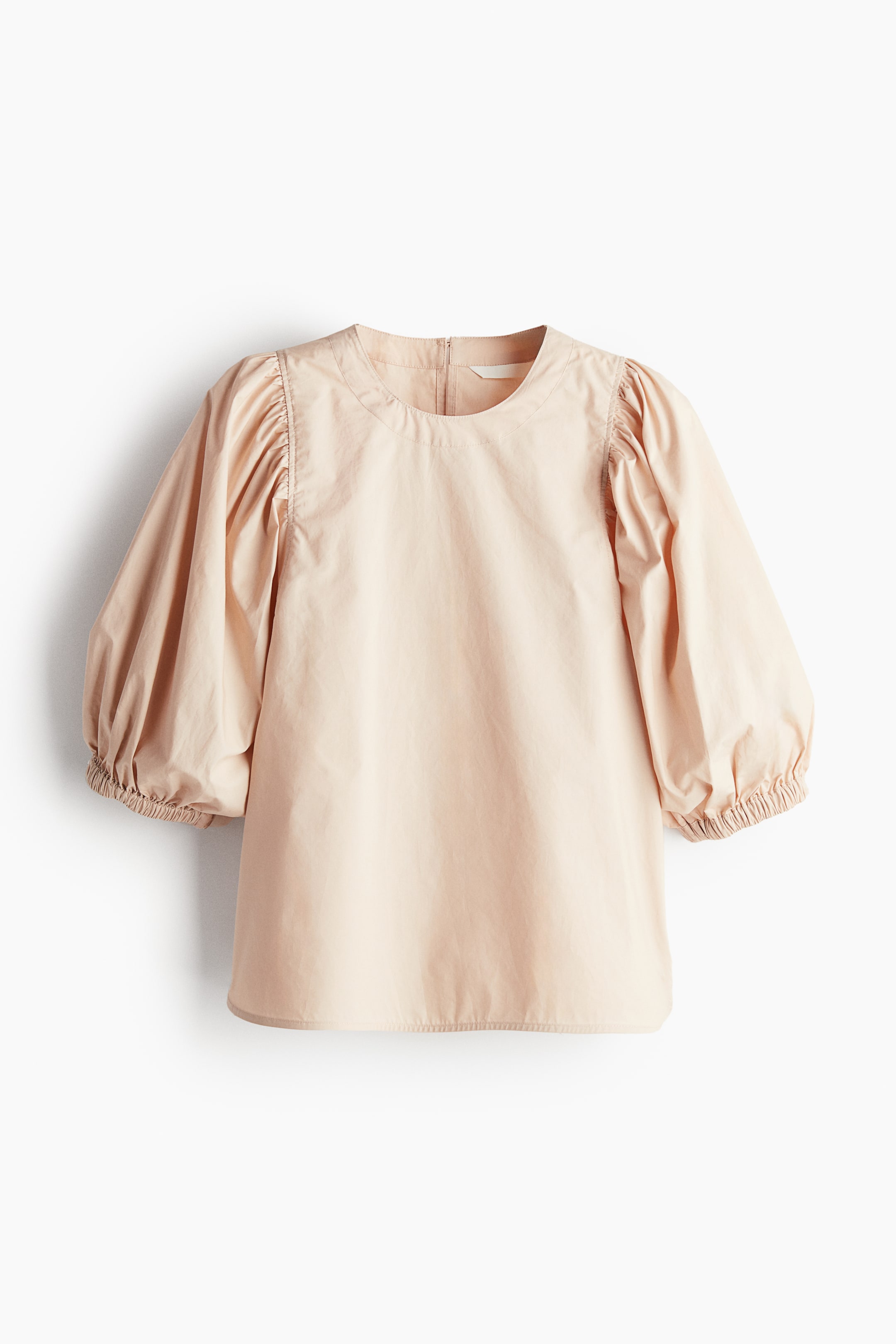 拡大画像を表示: バルーンスリーブ ポプリンブラウス - ライトベージュ - レディース | H&M JP 1