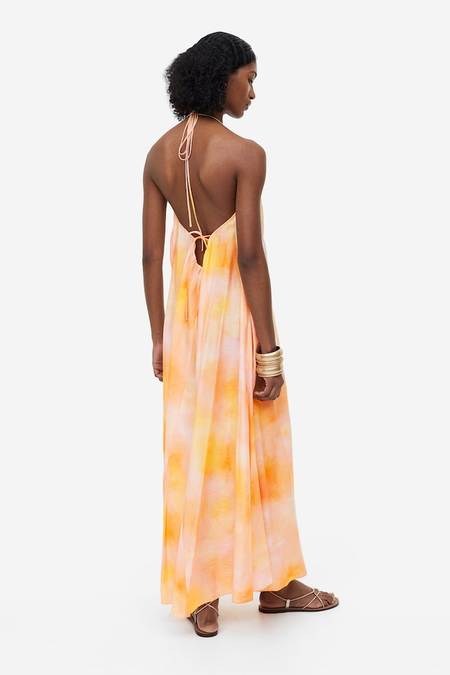 A-line modal-blend dress - Light orange/Patterned/Black - 5