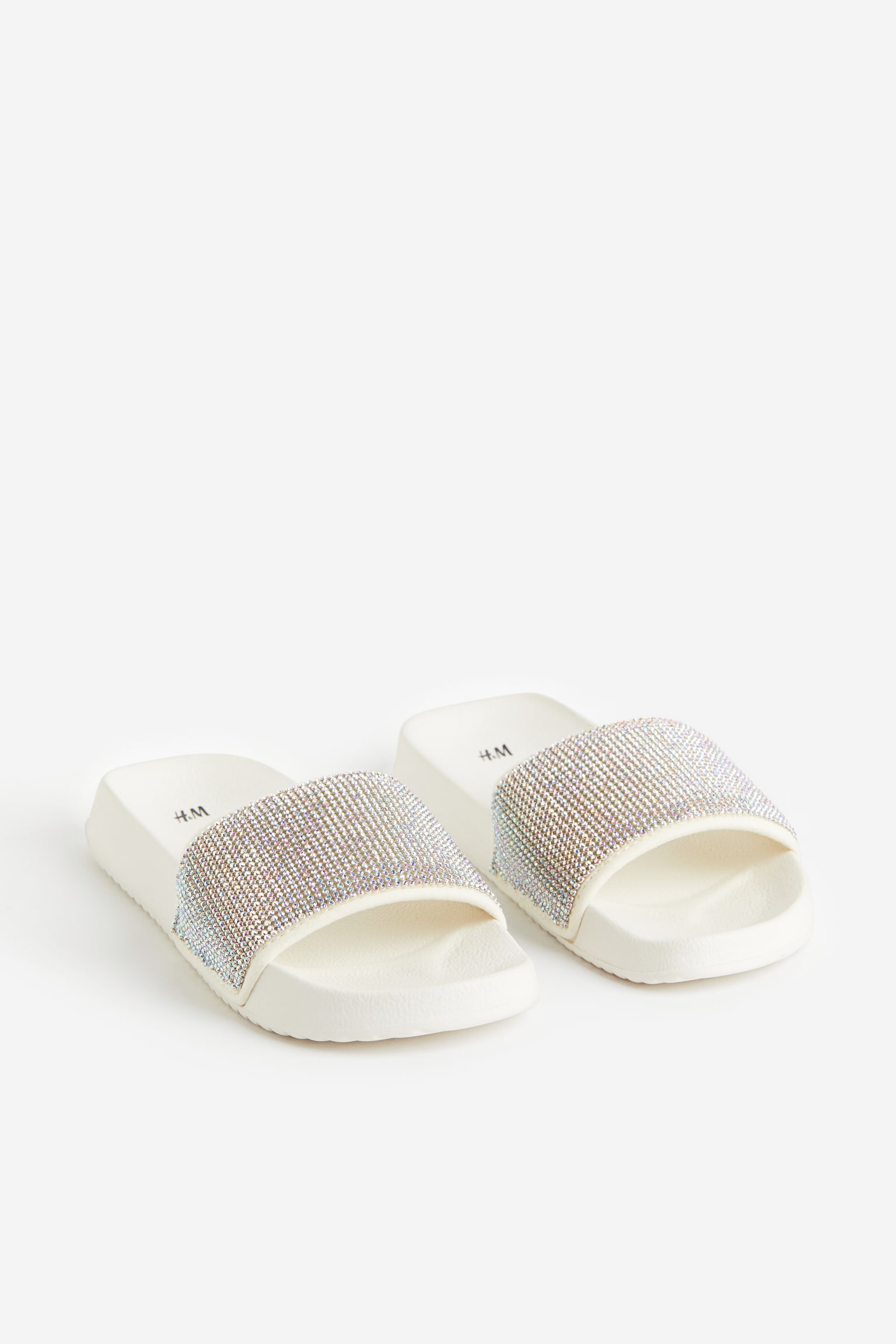 Slides - White/Rhinestones/Black/Rhinestones/White/Light blue - 1