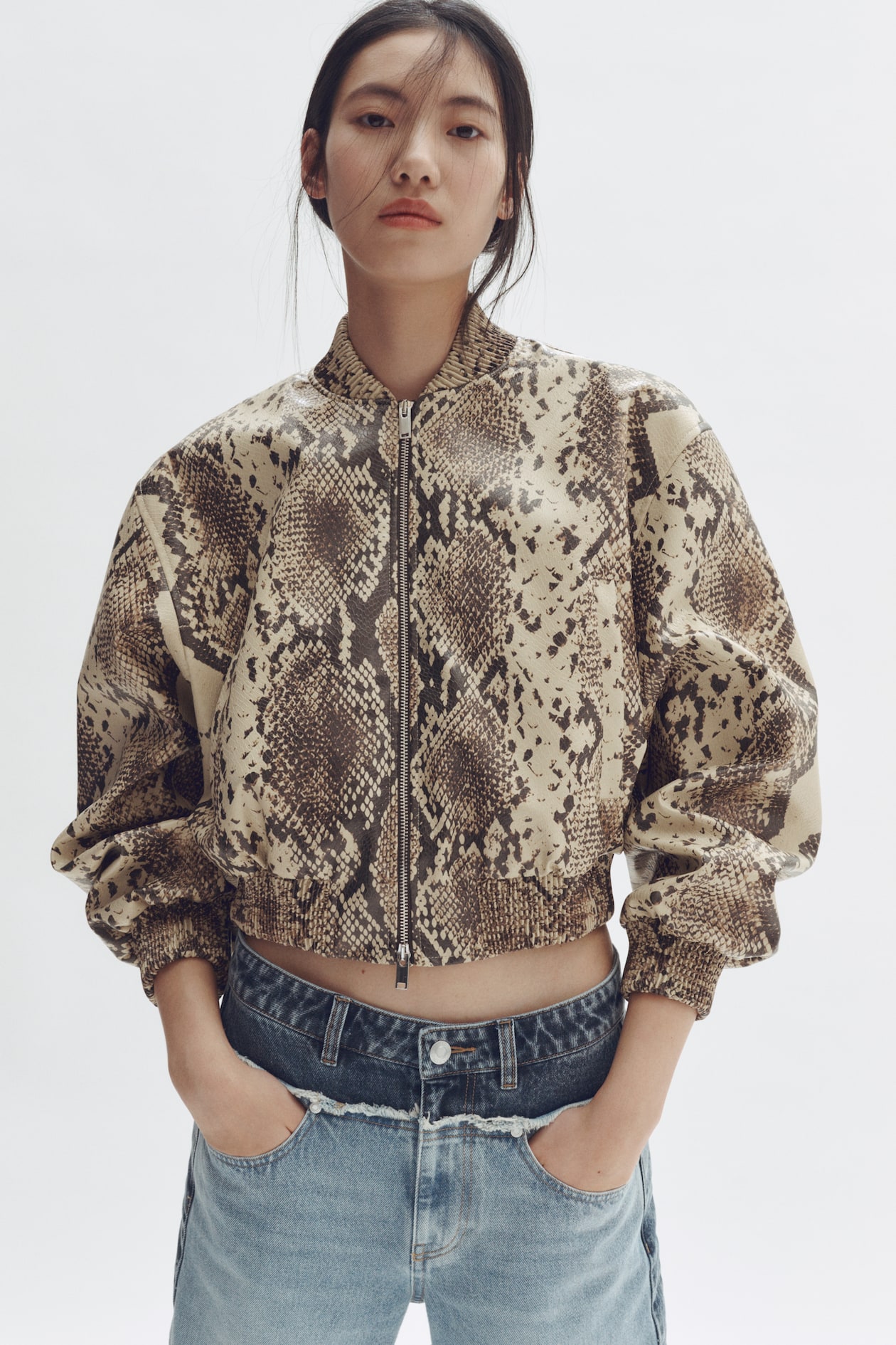 Snakeskin-Print Bomber Jacket - image 4
