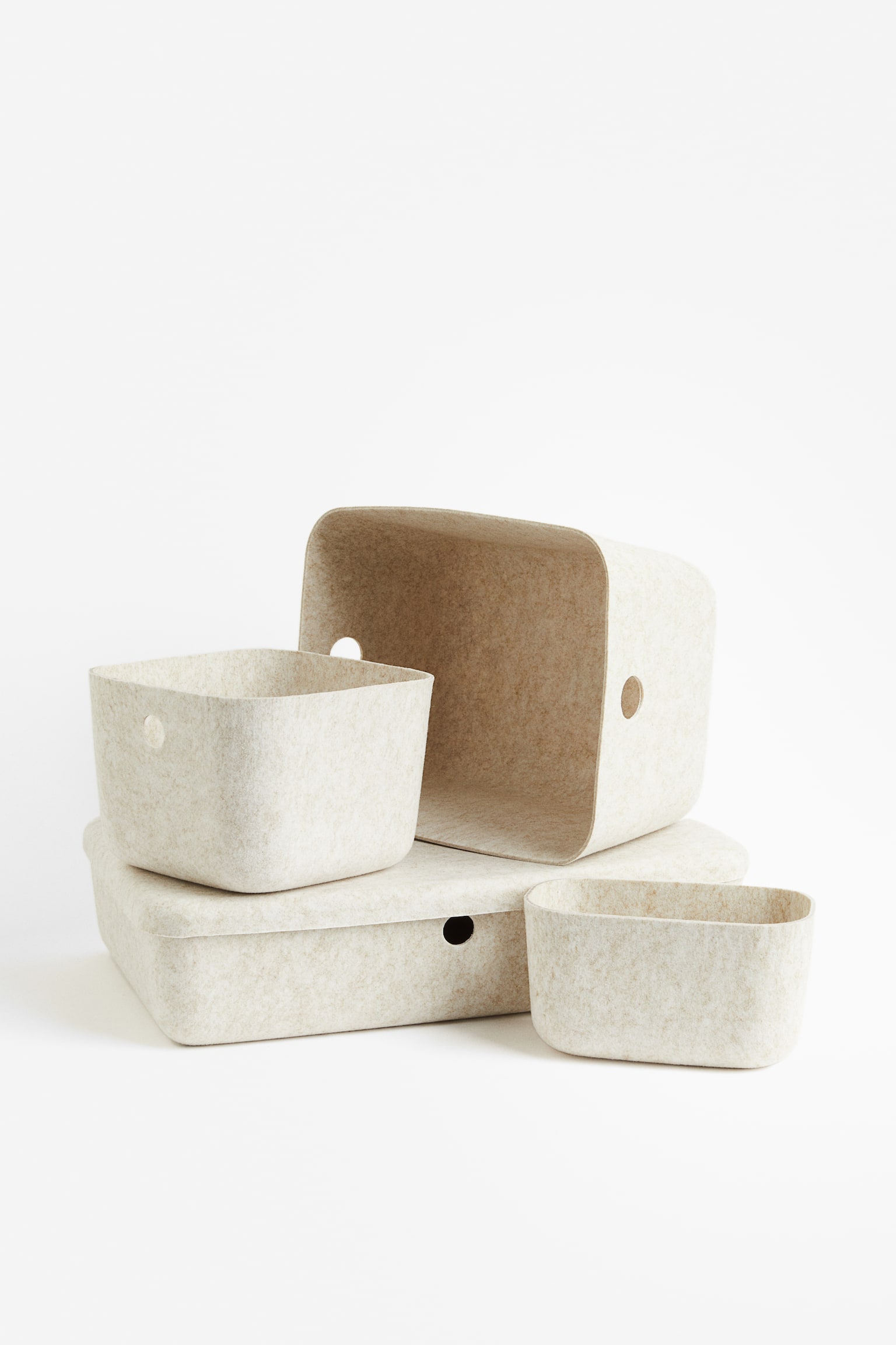 Felted storage box - Light beige marl - 3