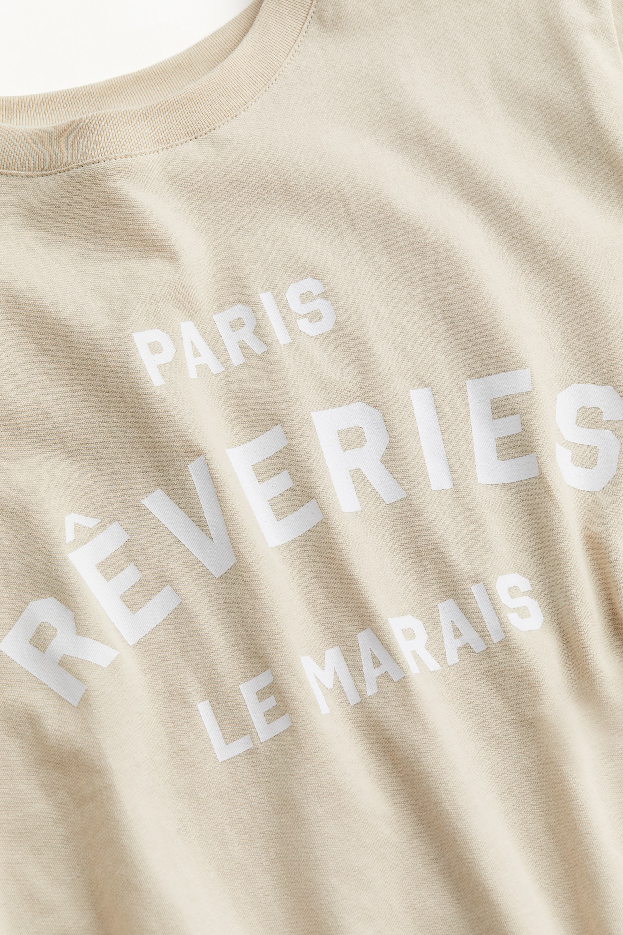 Printed T-shirt - Round Neck - Short sleeve - Light beige/Rêveries ...