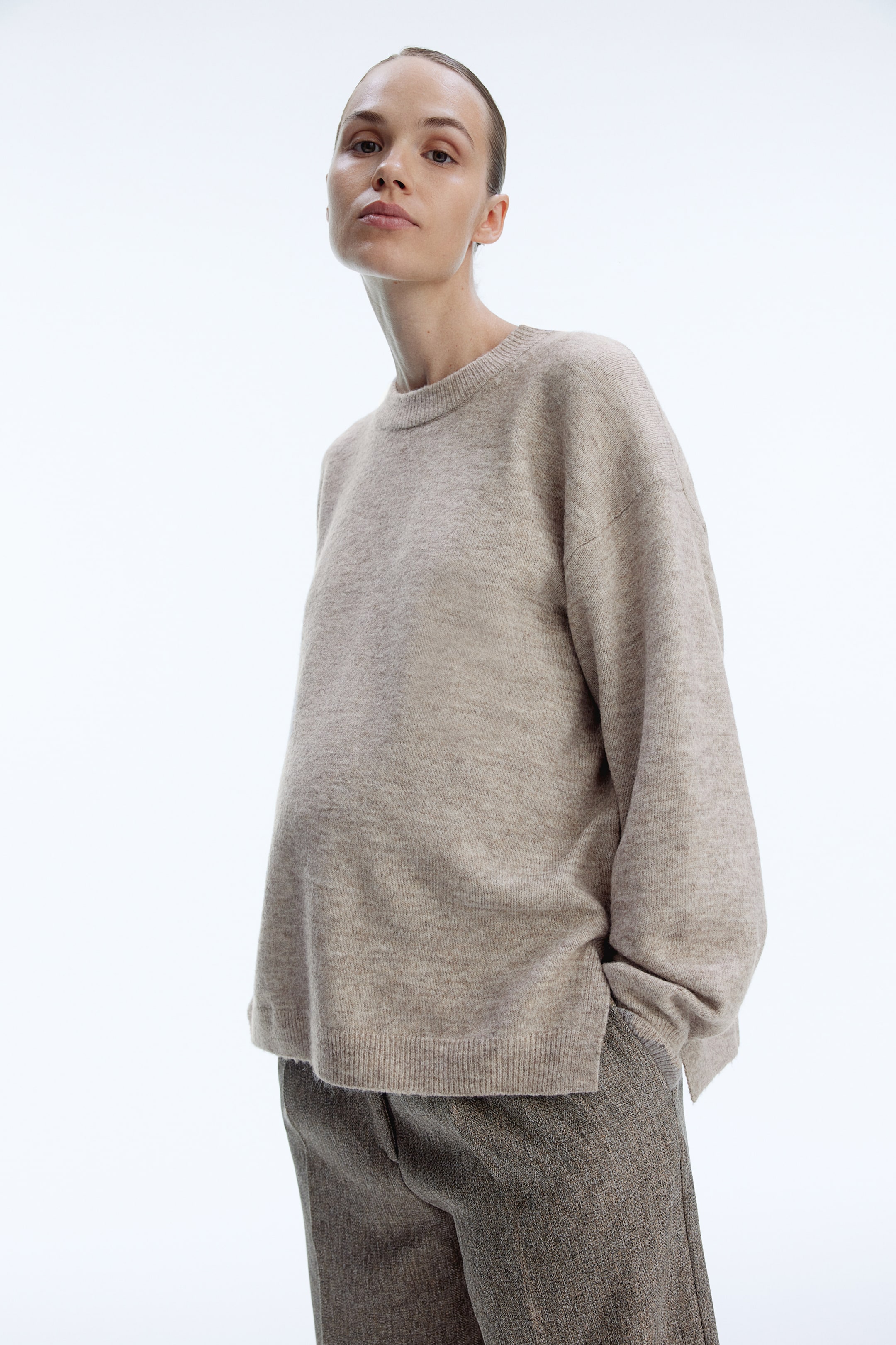 MAMA Slit-Hem Sweater