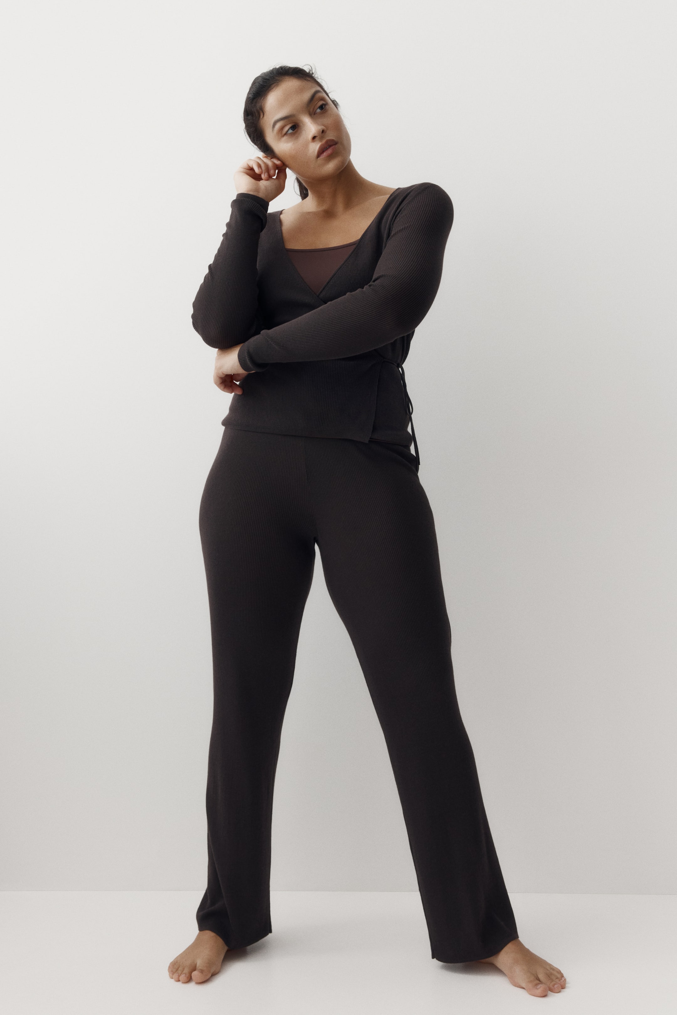 Pantalon en tricot côtelé