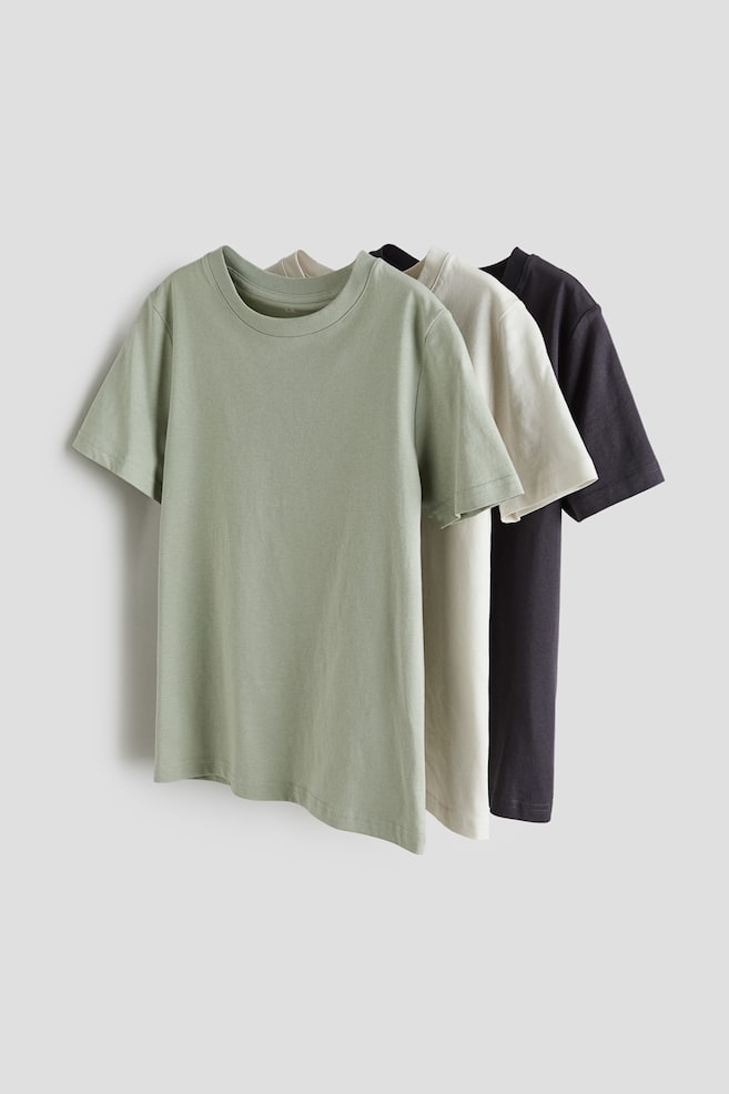 3-pak T-shirt - Lysegrøn/Sort/Blå/Lyseblå/Hvid - 1