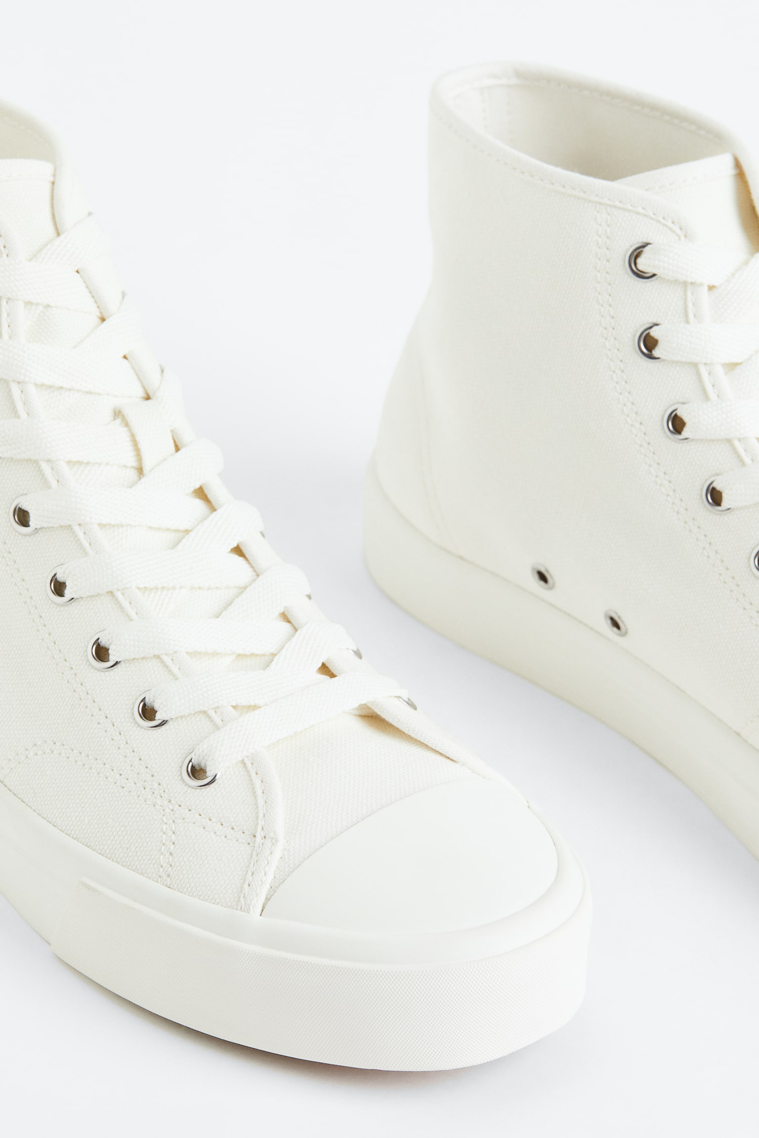 Canvas Hi Top Sneakers - White/Black - 2