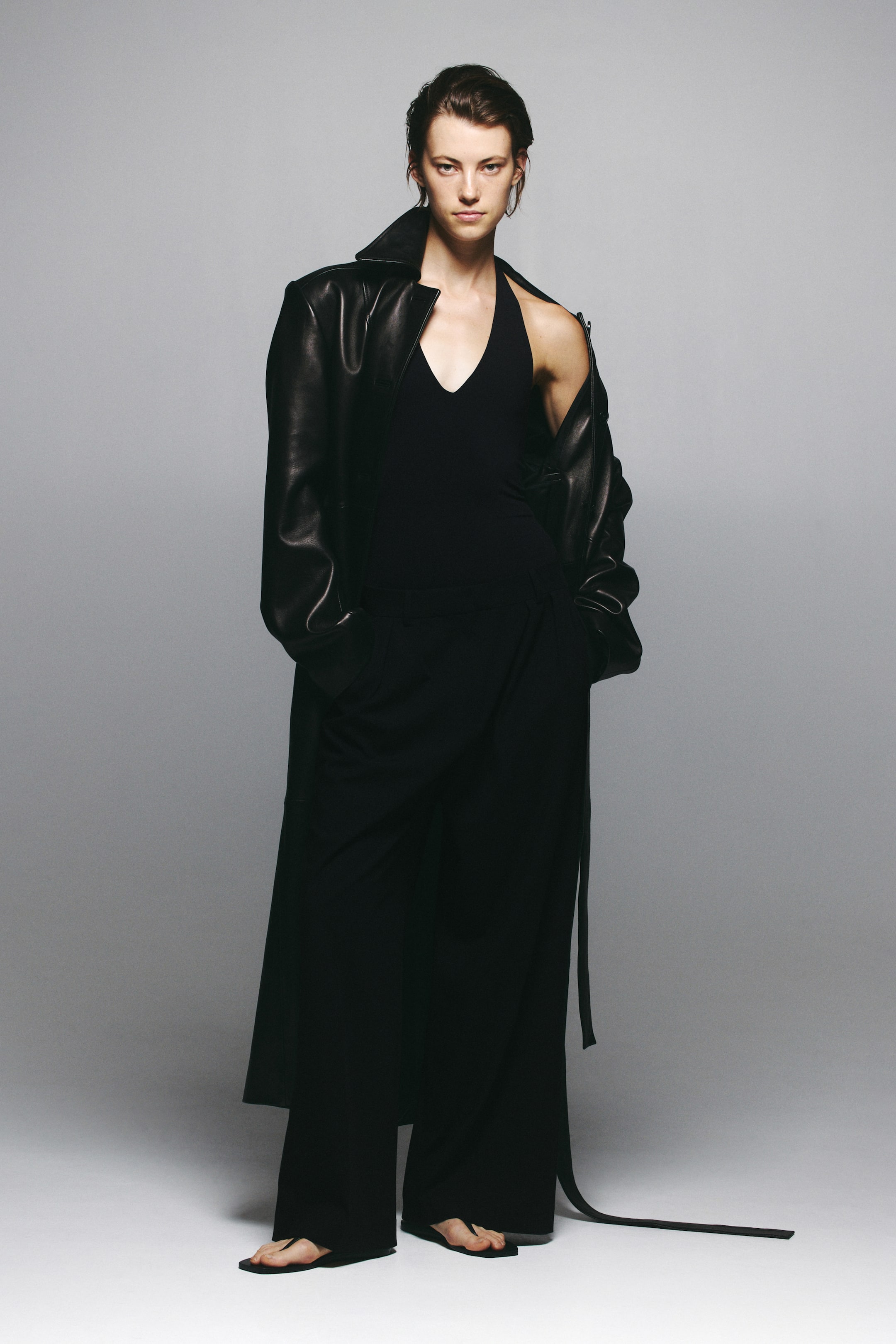 Four-Way Stretch Wide-Cut Pants