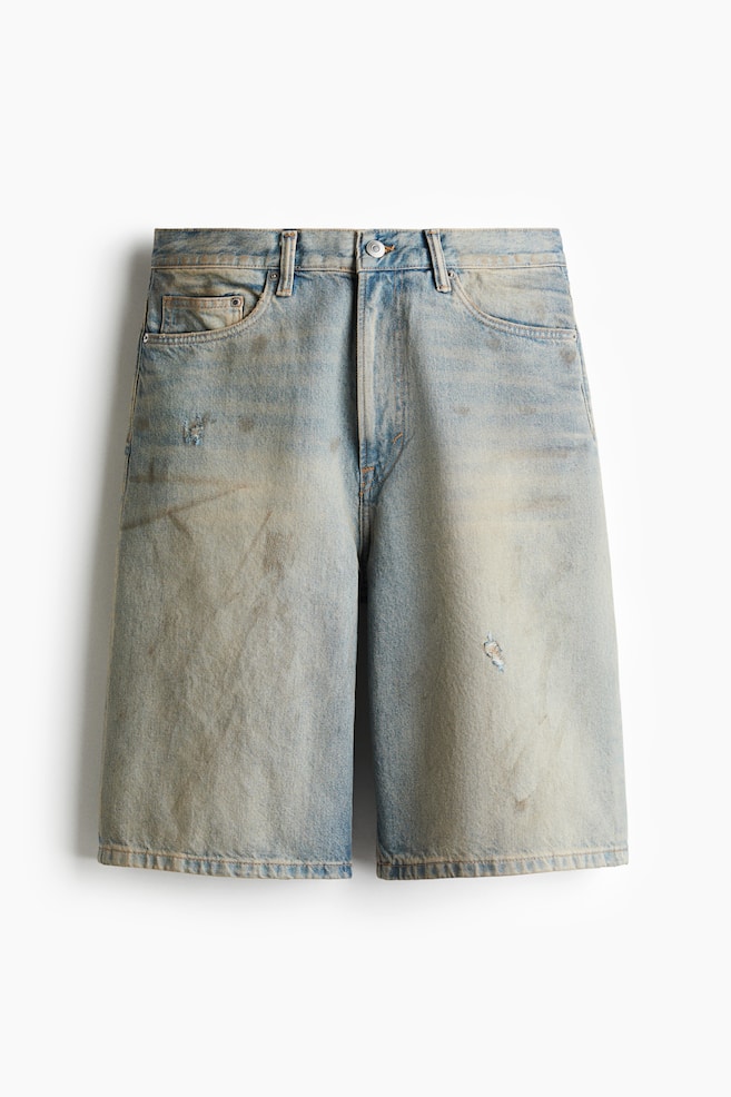 Baggy Denimshorts - Helles Denimblau/Weiß/Blasses Denimblau/Dunkles Denimgrau - 1