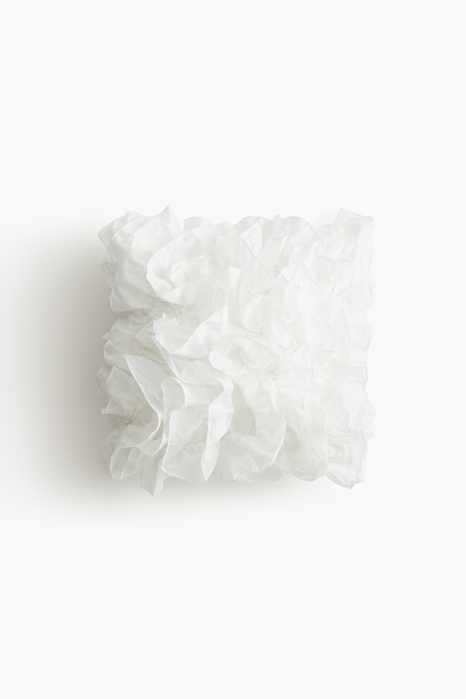 Housse de coussin en coton avec volants - Blanc - 1