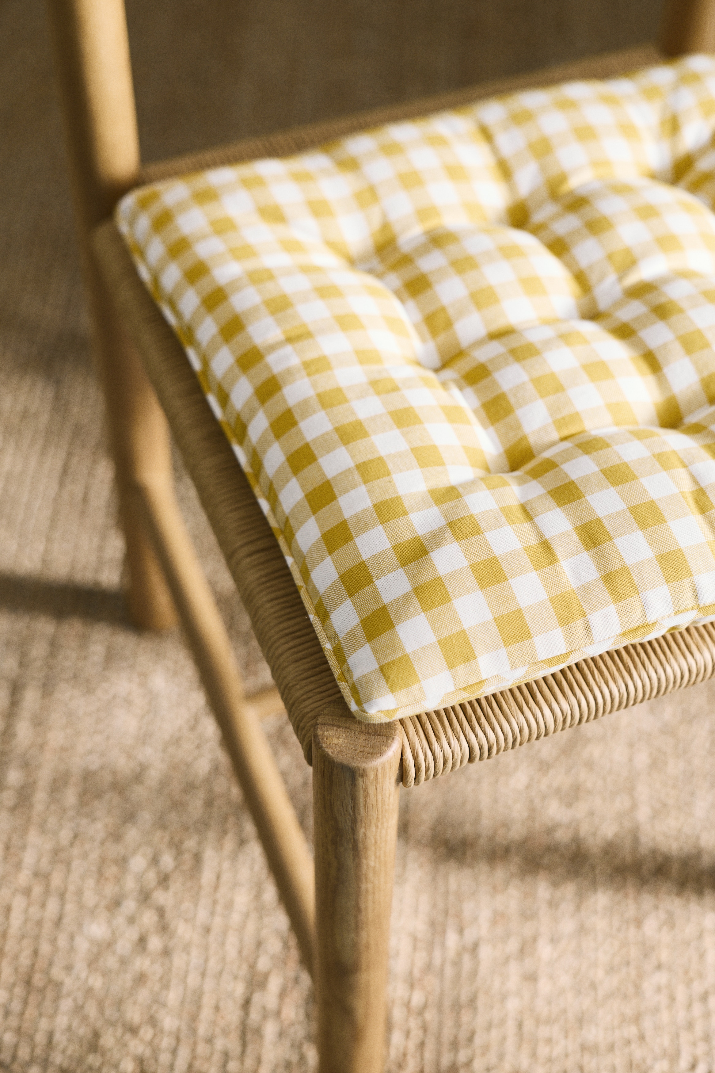 2-Pack Cotton Seat Cushions - Yellow/gingham/Dark brown/gingham/Beige/gingham/Khaki green/gingham/Rust red/gingham