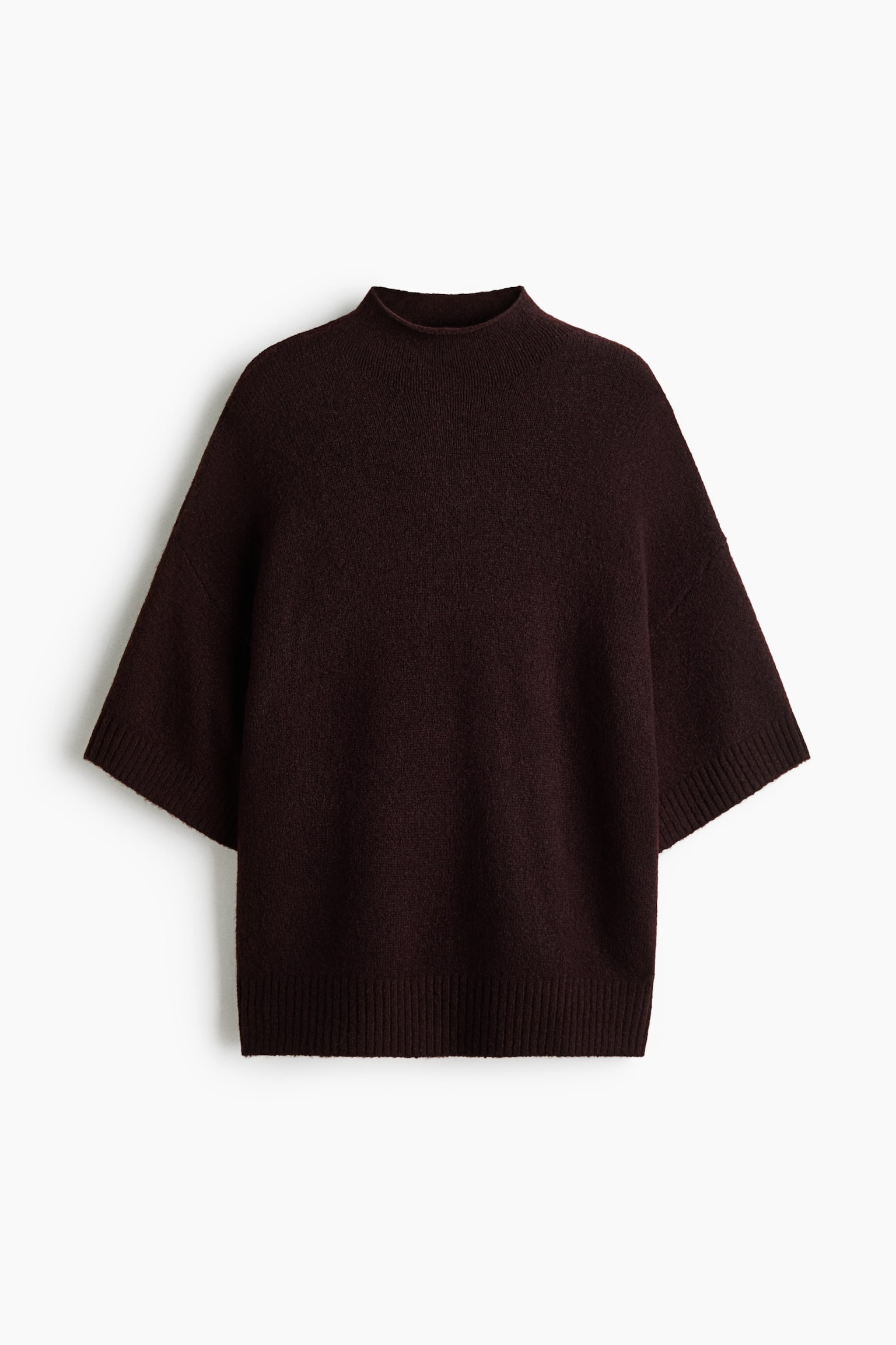 Женский свитер H&M Oversized Mock-Turtleneck, цвет: Тёмный коричневый — фото 1