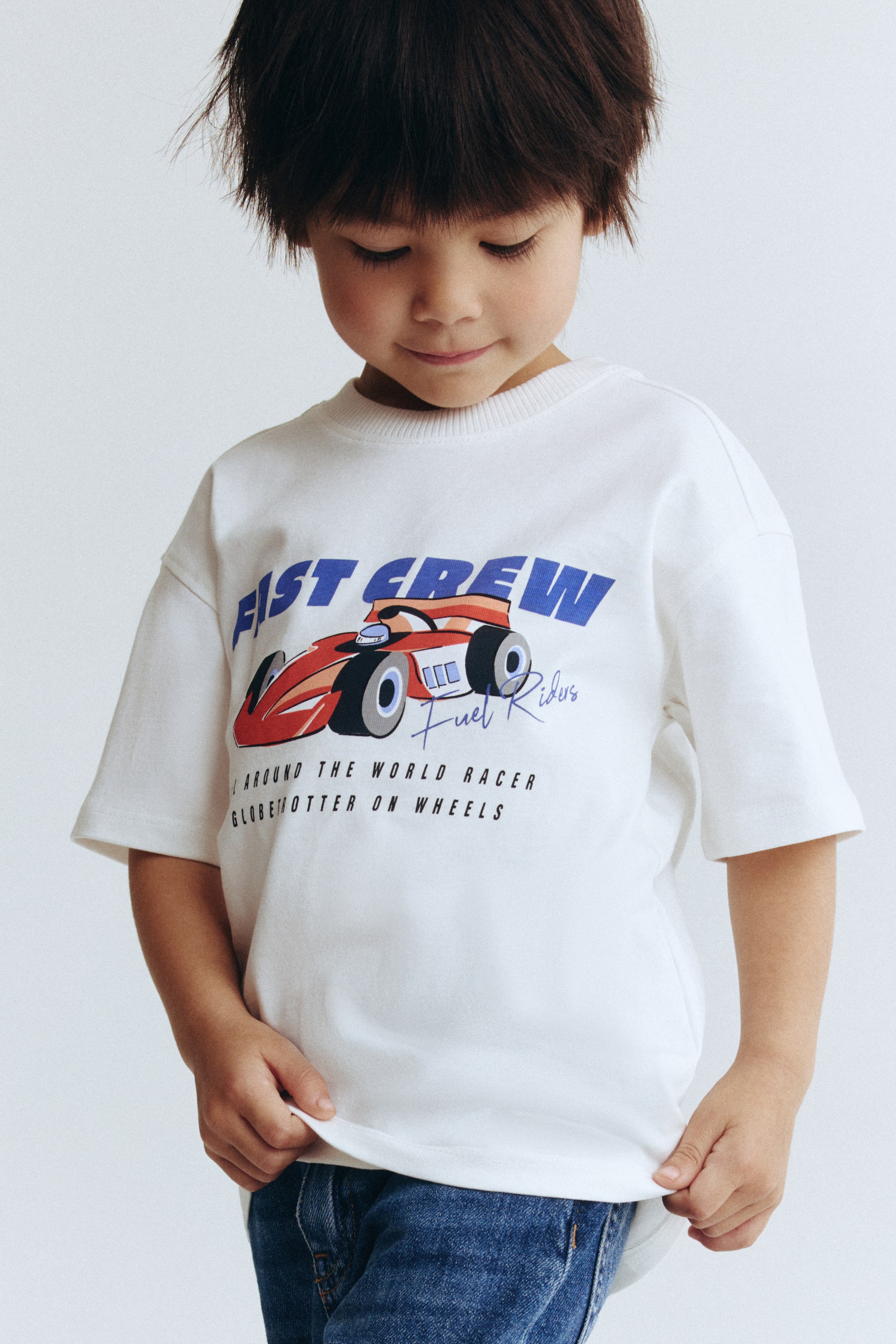 查看大圖: 圖案T恤 - 白色/Fast Crew - Kids | H&M 1