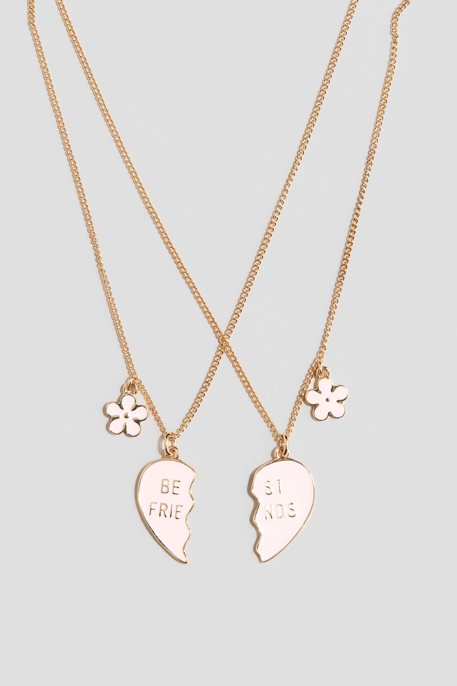 2-pack friendship necklaces - Gold-coloured/Best Friends/Gold-coloured/Hearts - 2