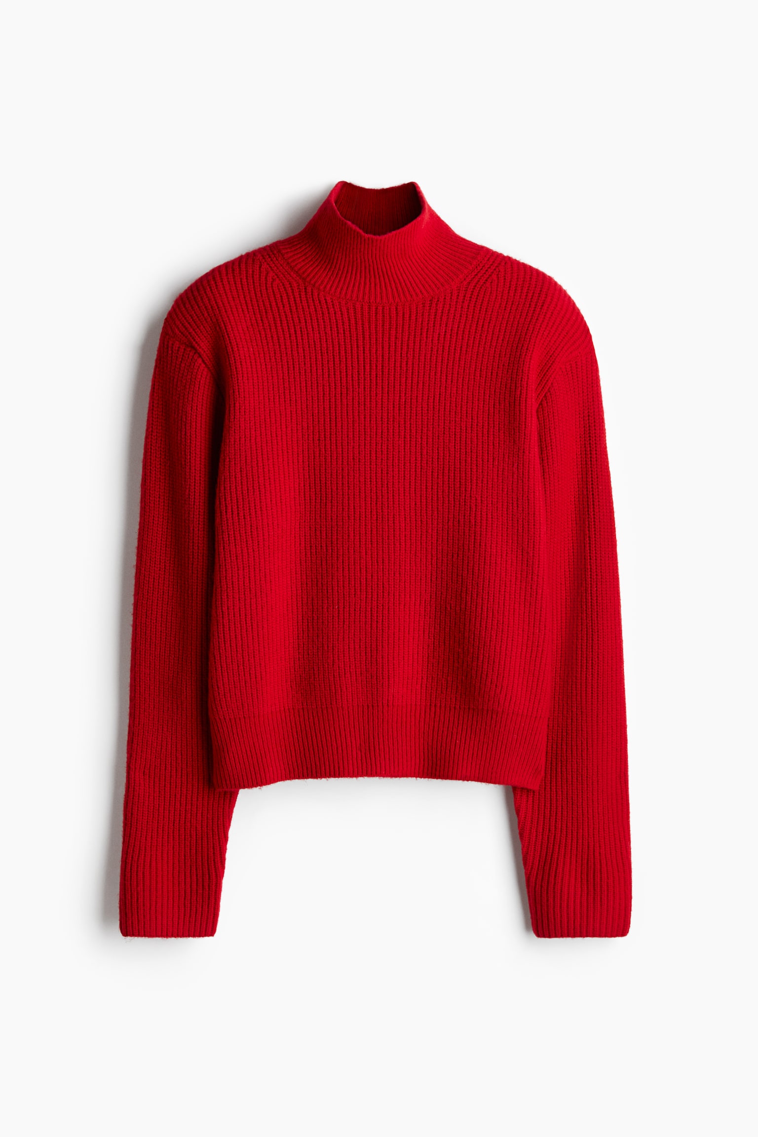 Shoulder-pad turtleneck jumper - Red/Light grey marl - 2