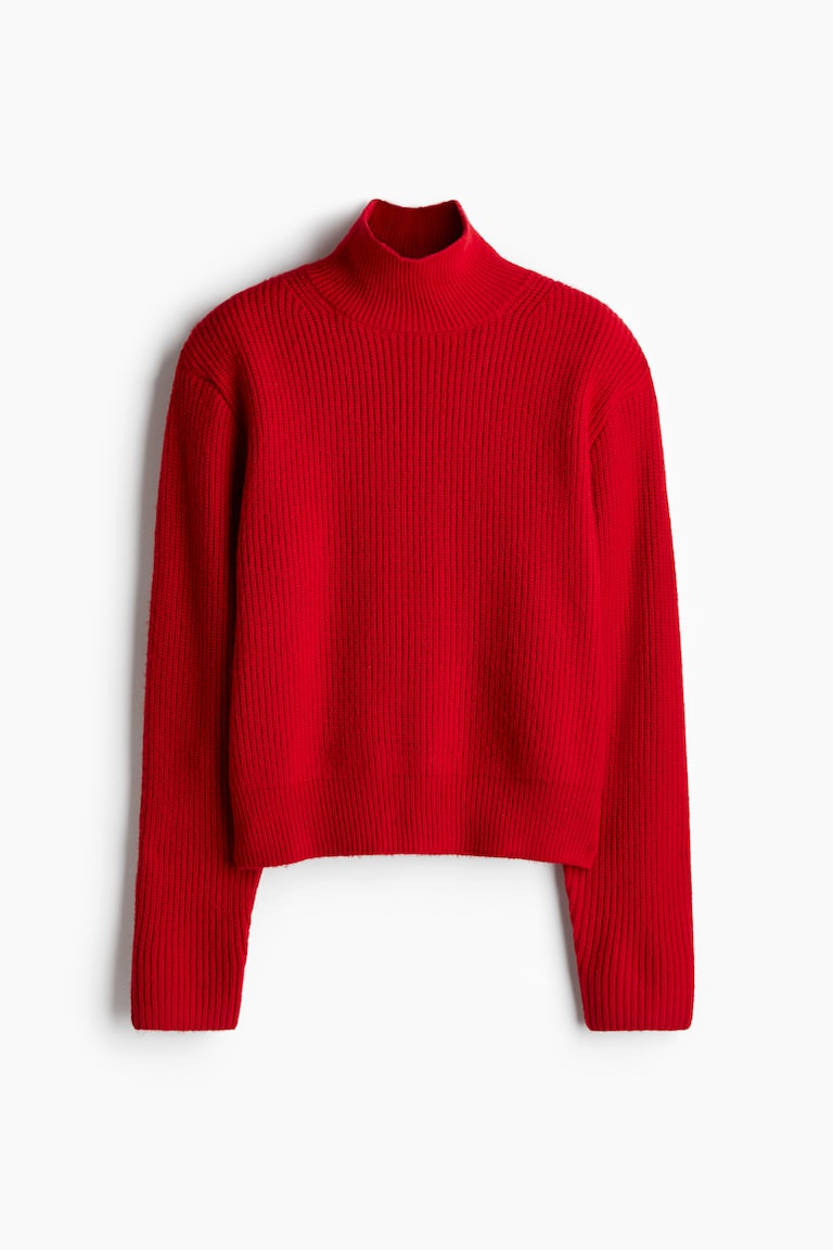 Shoulder-pad turtleneck jumper
