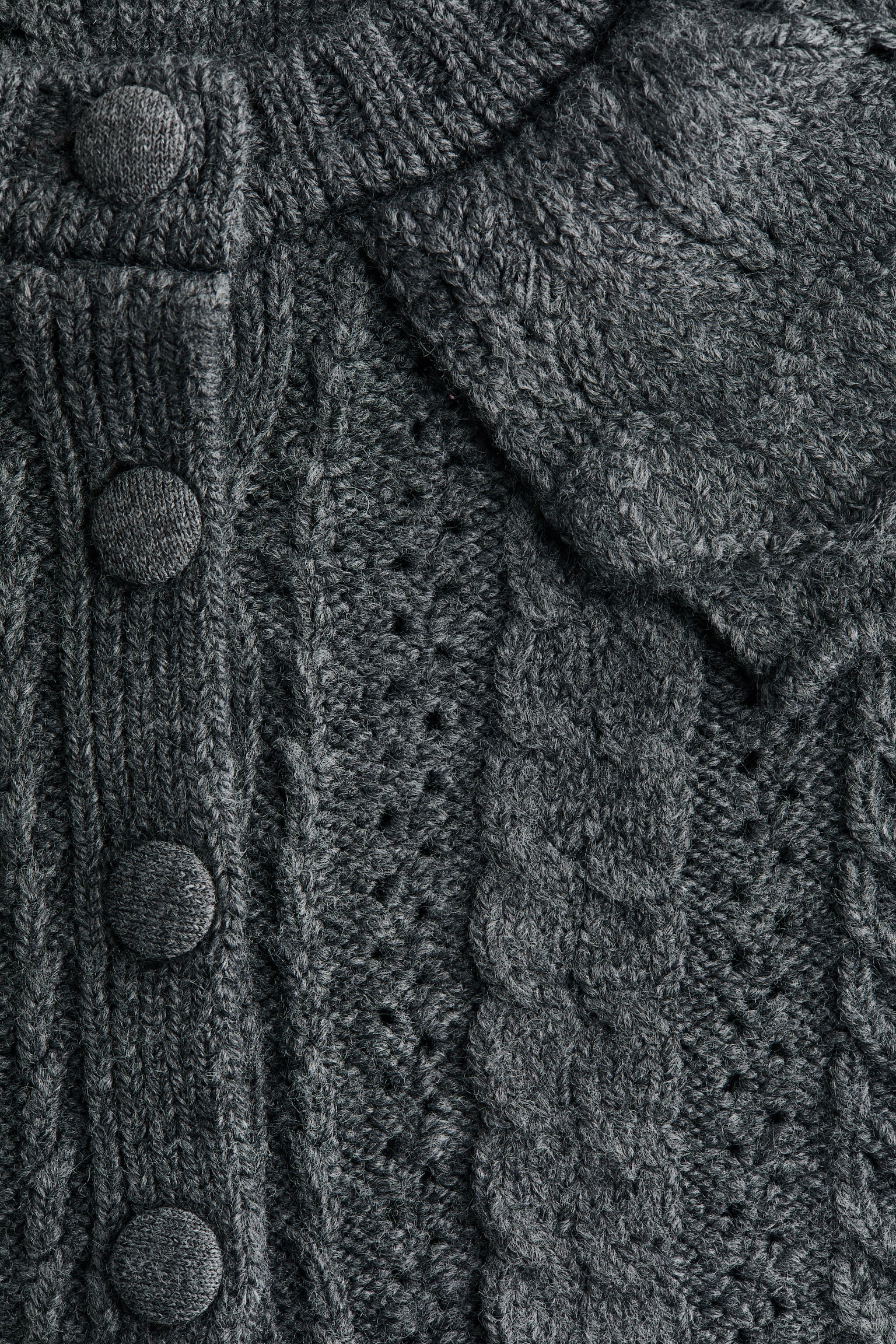 Galléros csavartmintás kardigán - Sötétszürke - 3