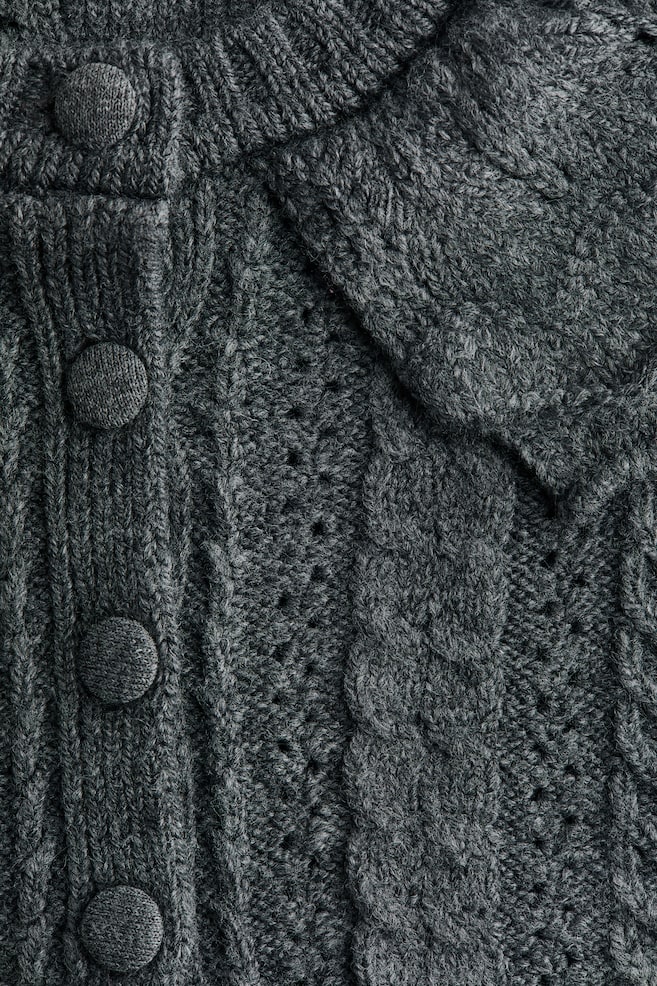 Collared cable-knit cardigan-Dark grey - 3