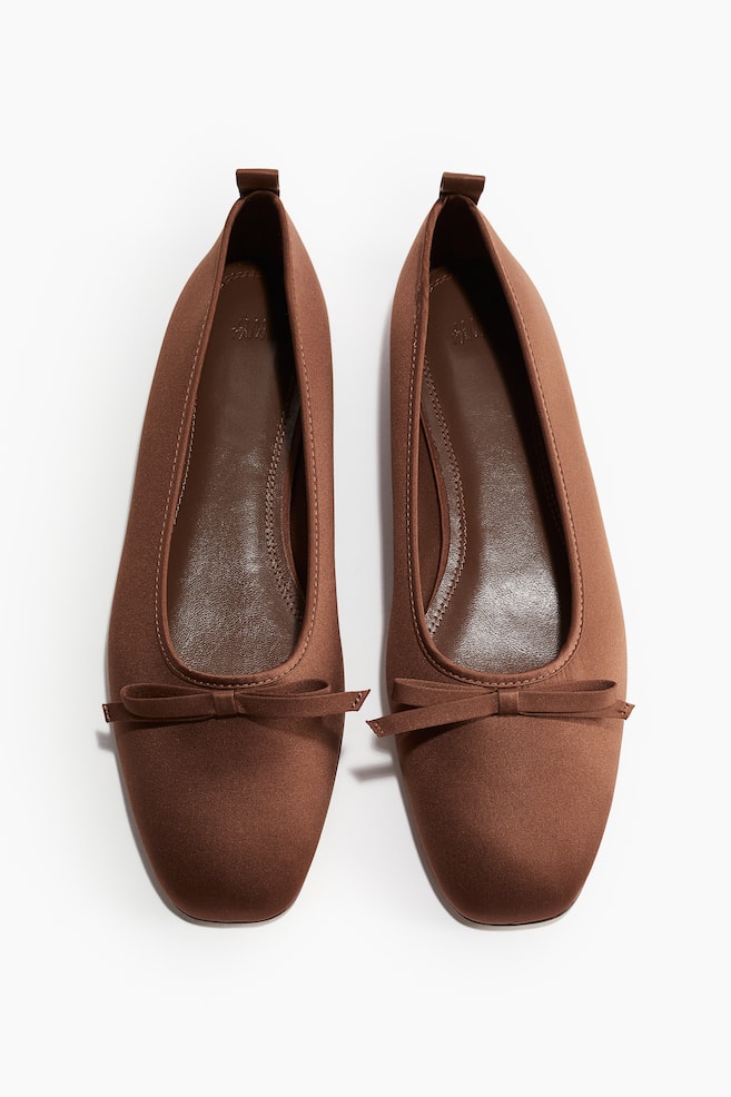 Bow-Detail Ballet Flats - Brown/Red - 1
