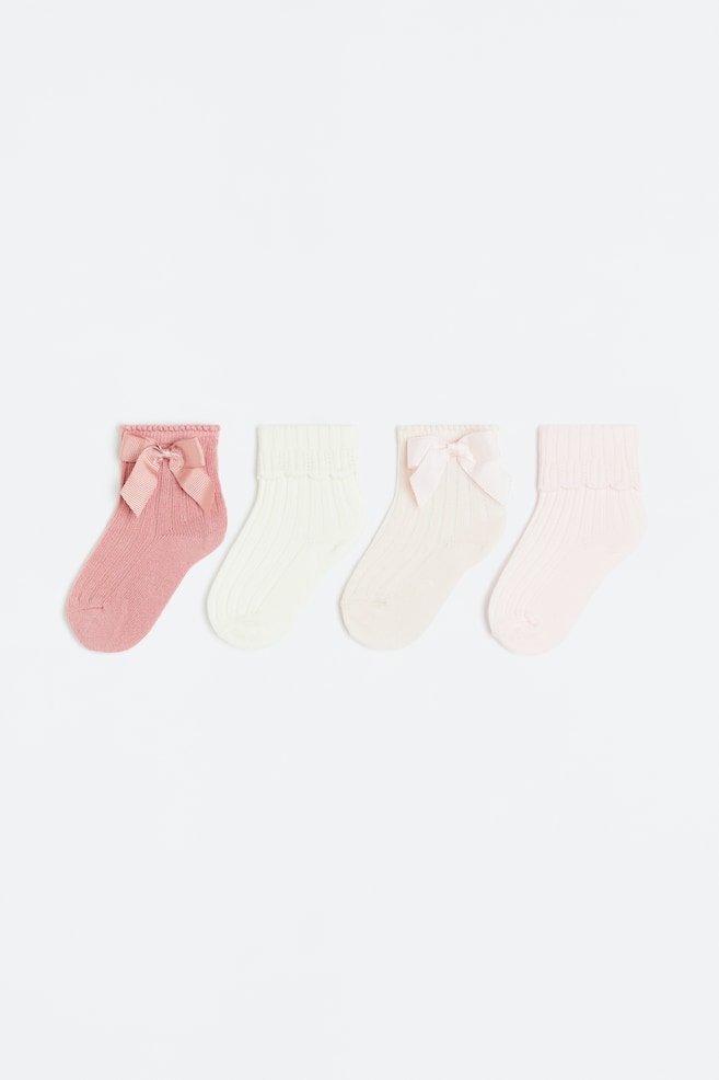 4-pack socks - Dark pink/Light pink/Lilac/Floral/Light beige/White/Lingt pink/Light turquoise - 1