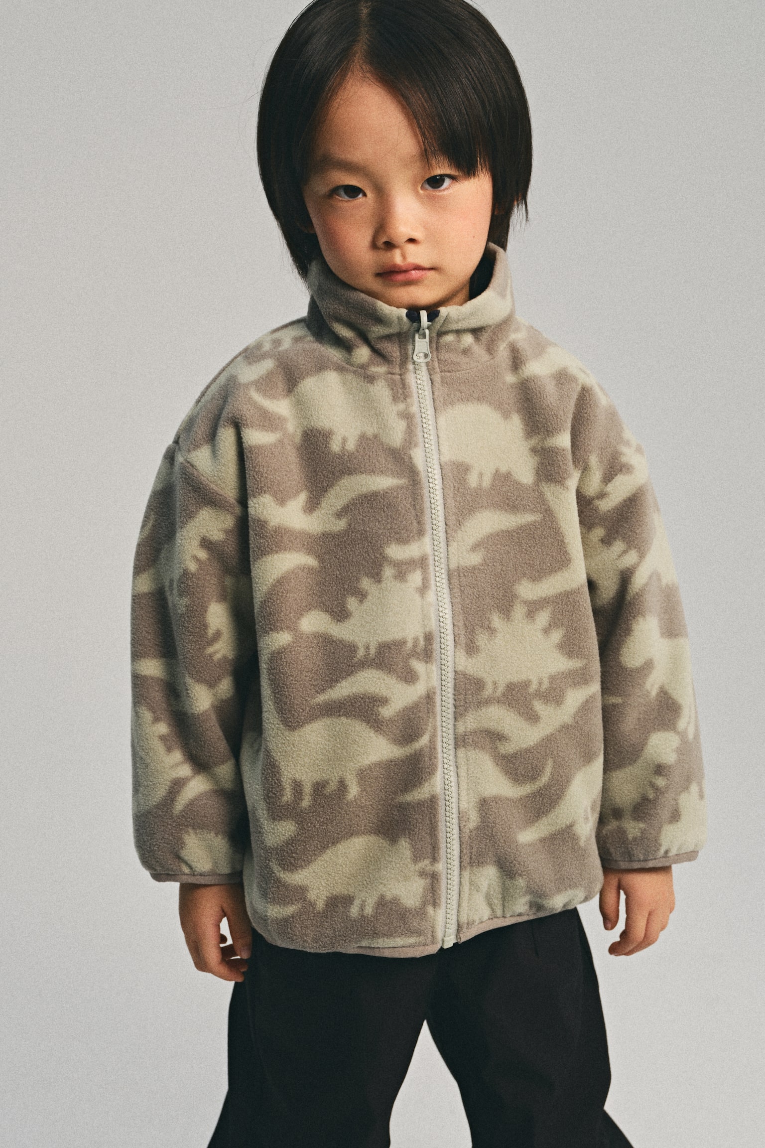 フリース×ナイロン リバーシブルジャケット - グリーン／恐竜 - 3