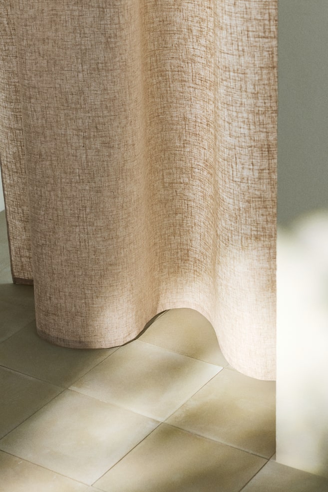 Tenda per doccia in misto lino - Beige chiaro/Bianco - 2