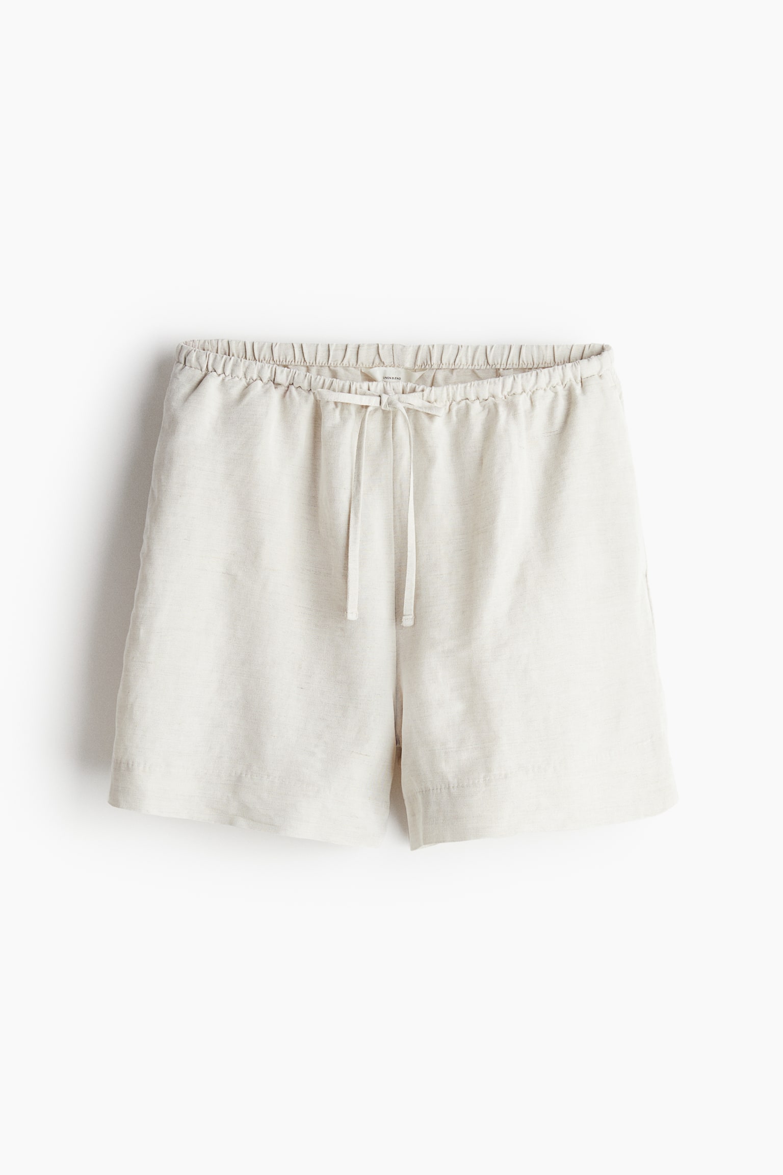 Linen-blend pull-on shorts - Natural white/Black/Black/Patterned - 2