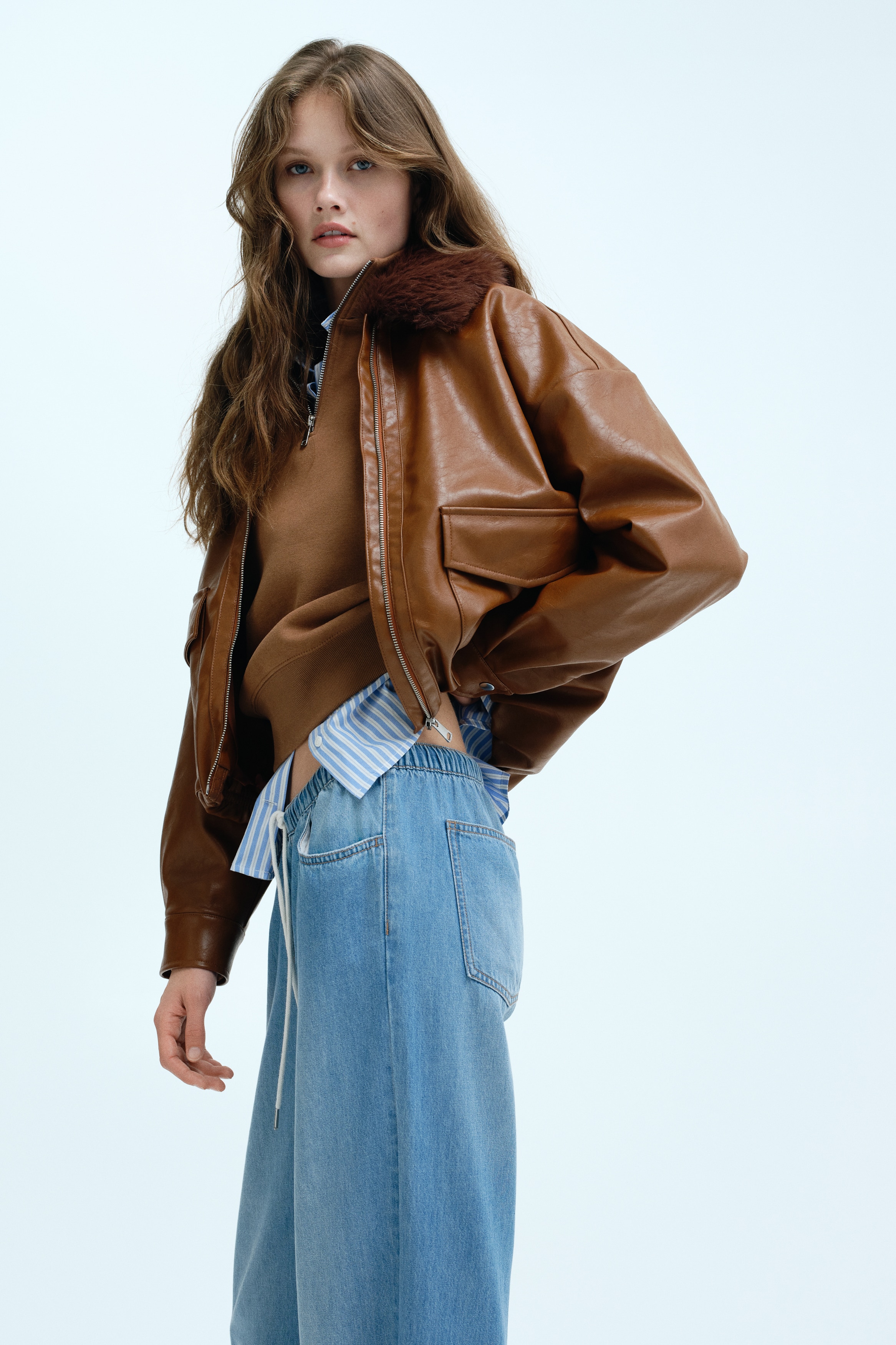 Denim drawstring trousers