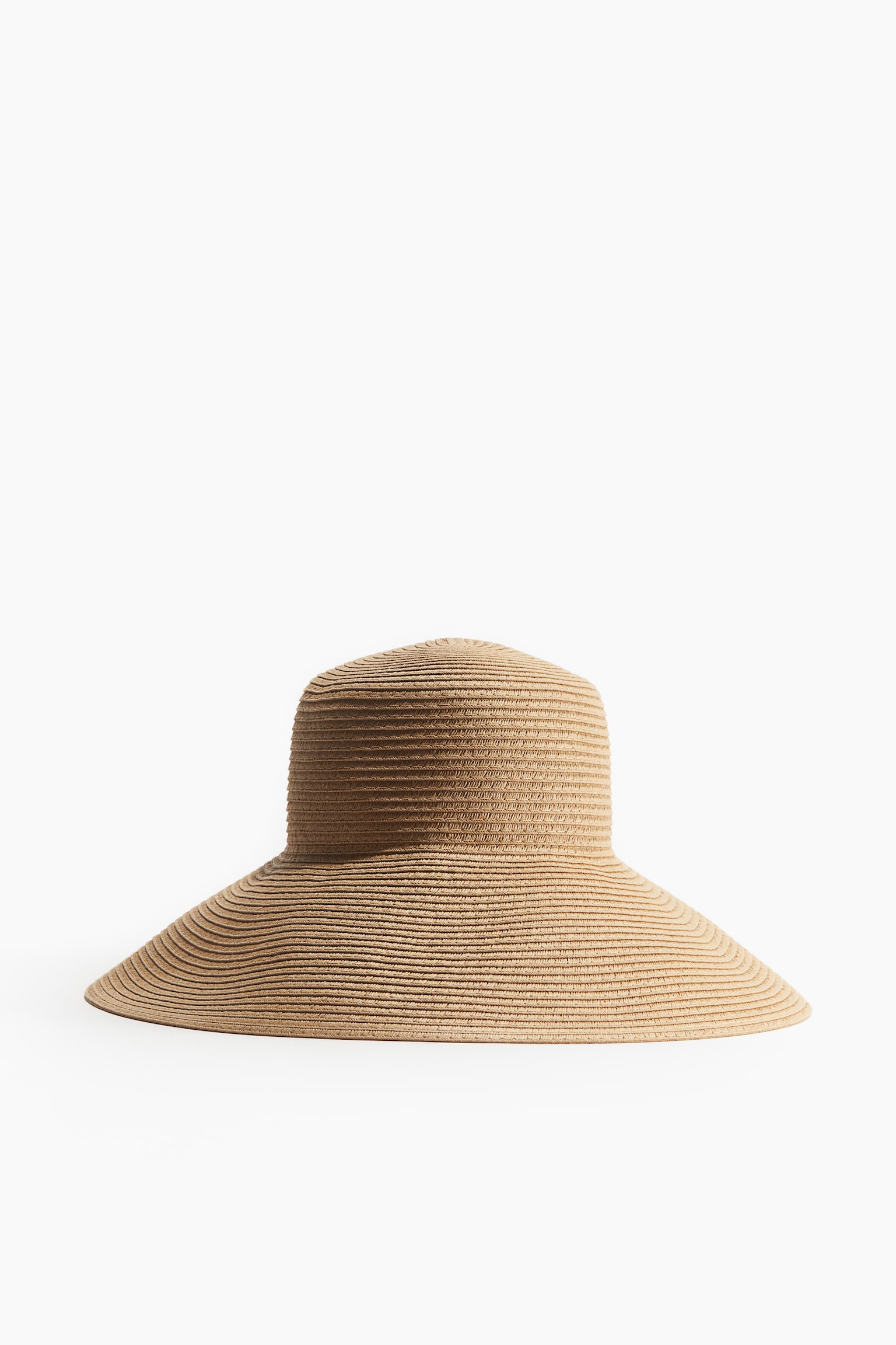 Sloping Brim Straw Hat - Beige - 2