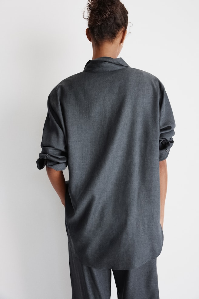 Lyocell shirt-Dark grey marl - 3